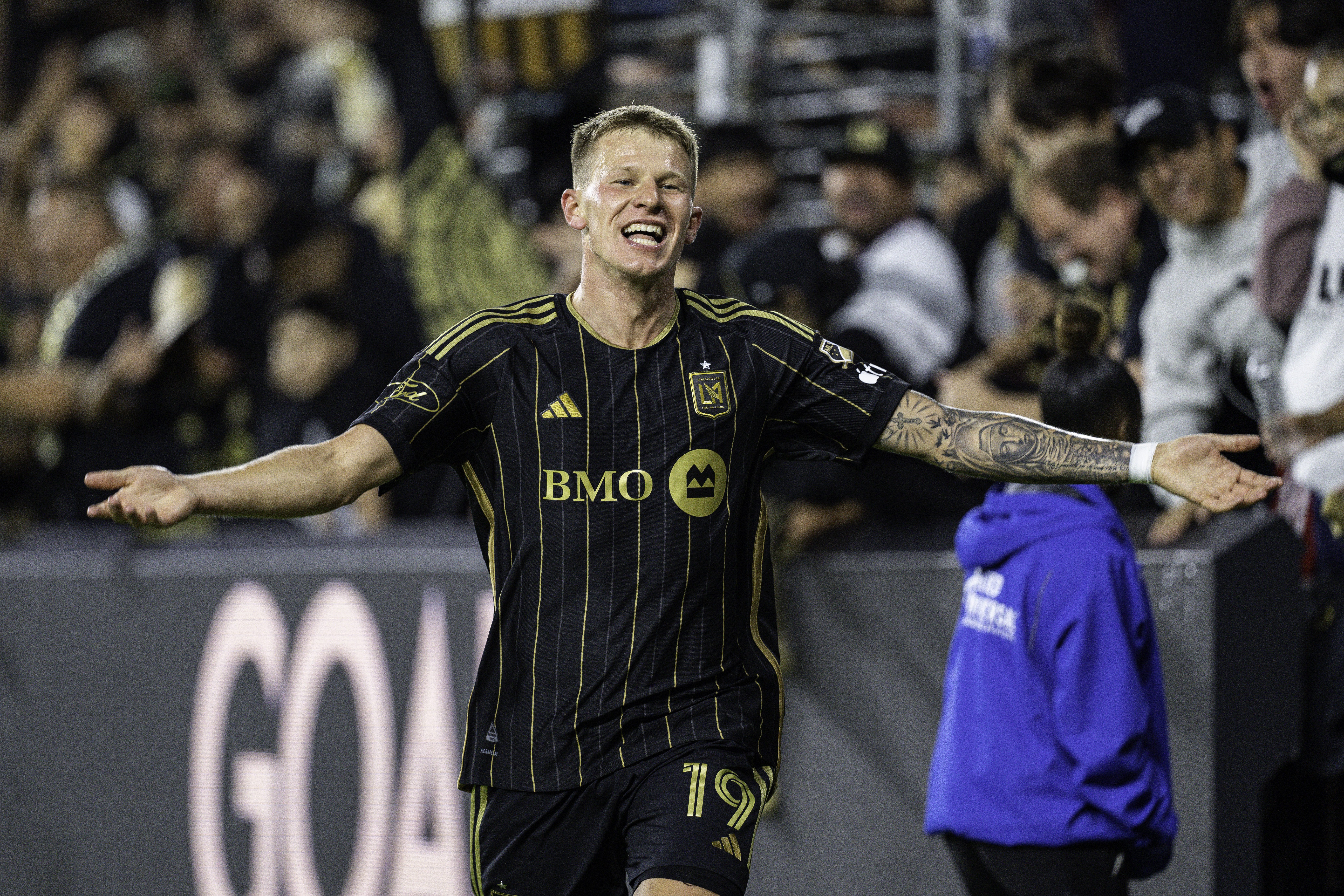 LAFC midfielder Mateusz Bogusz (19) celebrates his third goal during a MLS match against the Colorado Rapids, Saturday, June 29, 2024, at the BMO Stadium, in Los Angeles, CA. LAFC defeated the Rapids 3-0. (Jon Endow/Image of Sport/Sipa USA)
2024.06.29 Los Angeles
pilka nozna amerykanska liga pilki noznej MLS
Los Angeles FC - Colorado Rapids
Foto Jon Endow/Image of Sport/SIPA USA/PressFocus

!!! POLAND ONLY !!!