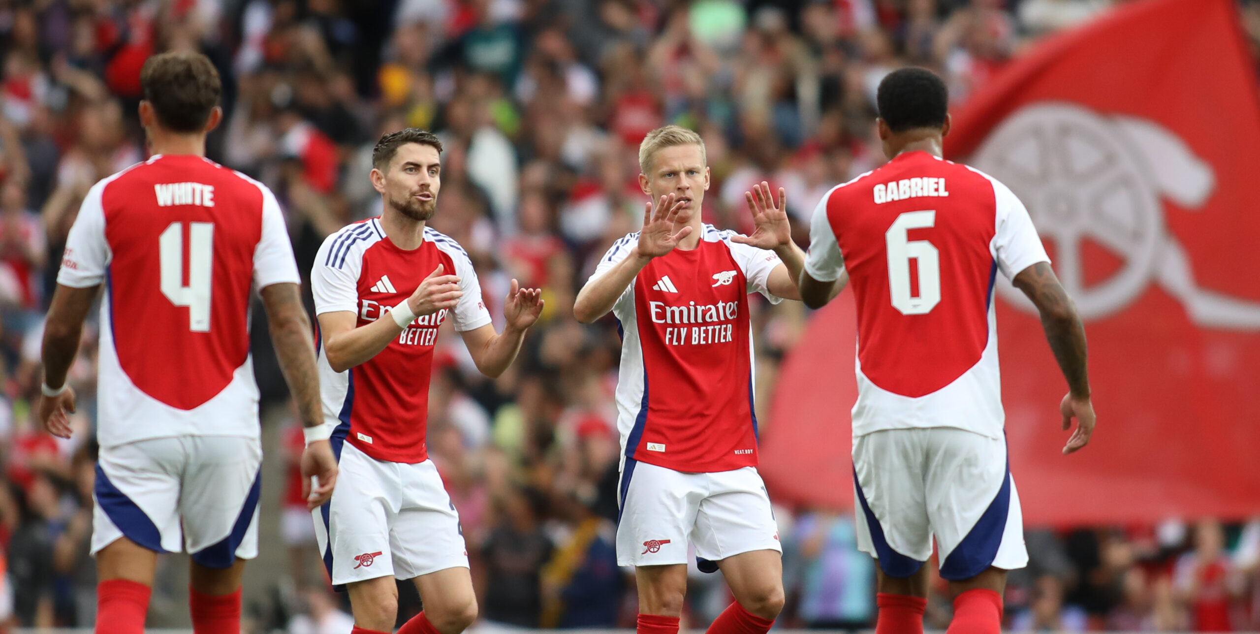 London, England, August 7th 2024: Oleksandr Zinchenko (35 Arsenal) celebrate with his teammates after scoring a goal during the club friendly game between Arsenal and Bayer Leverkusen at Emirates Stadium in London, England  (Alexander Canillas/SPP) (Photo by Alexander Canillas/SPP/Sipa USA)
2024.08.07 Londyn
pilka no?na sparing mecz towarzyski 
Arsenal Londyn - Bayer Leverkusen
Foto SPP/SIPA USA/PressFocus

!!! POLAND ONLY !!!