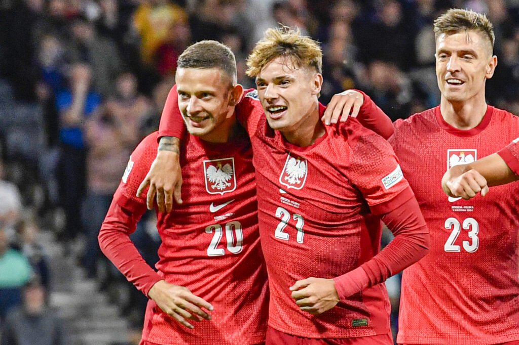 Sebastian Szymanski of Poland celebrates his goal with Nicola Zalewski during the UEFA Nations League Group A match at Hampden Park, Glasgow
Picture by Jamie Johnston/Focus Images Ltd 07714373795
05/09/2024
2024.09.05 Glasgow
Pilka nozna, UEFA Liga Narodow
Szkocja - Polska
Foto Jamie Johnston/Focus Images/MB Media/PressFocus

!!! POLAND ONLY !!!