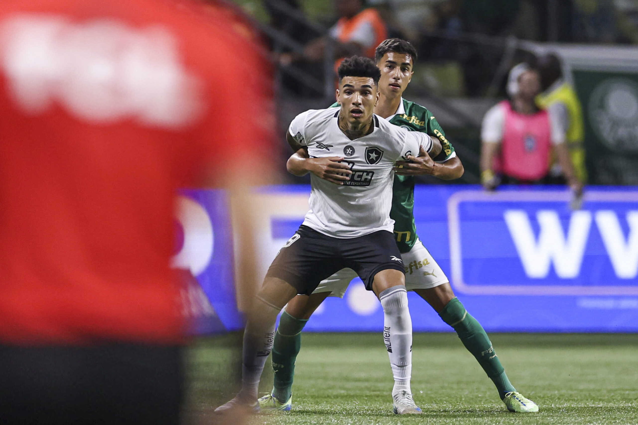 Igor Jesus of Botafogo being marked by Vitor Reis of Palmeiras during a match between Palmeiras and Botafogo as part of Brasileirao 2024 at Allianz Parque on November 26, 2024 in Sao Paulo, Brazil.  (Marco Galvao / SPP) (Photo by Marco Galvao / SPP/Sipa USA)
2024.11.26 Sao Paulo
pilka nozna liga brazylijska
Palmeiras - Botafogo
Foto SPP/SIPA USA/PressFocus

!!! POLAND ONLY !!!