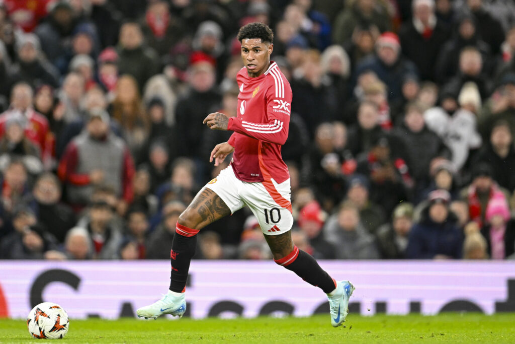 Old Trafford MANCHESTER, ENGLAND - NOVEMBER 28: Marcus Rashford of Manchester United runs with the ball during the UEFA Europa League 2024/25 League Phase MD5 match between Manchester United and FK Bodo/Glimt at Old Trafford on November 28, 2024 in Manchester, England.  (Richard Callis / SPP) (Photo by Richard Callis / SPP/Sipa USA)
2024.11.28 Manchester
pilka nozna liga Europy
Manchester United - FK Bodo/Glimt
Foto Richard Callis/SPP/SIPA USA/PressFocus

!!! POLAND ONLY !!!