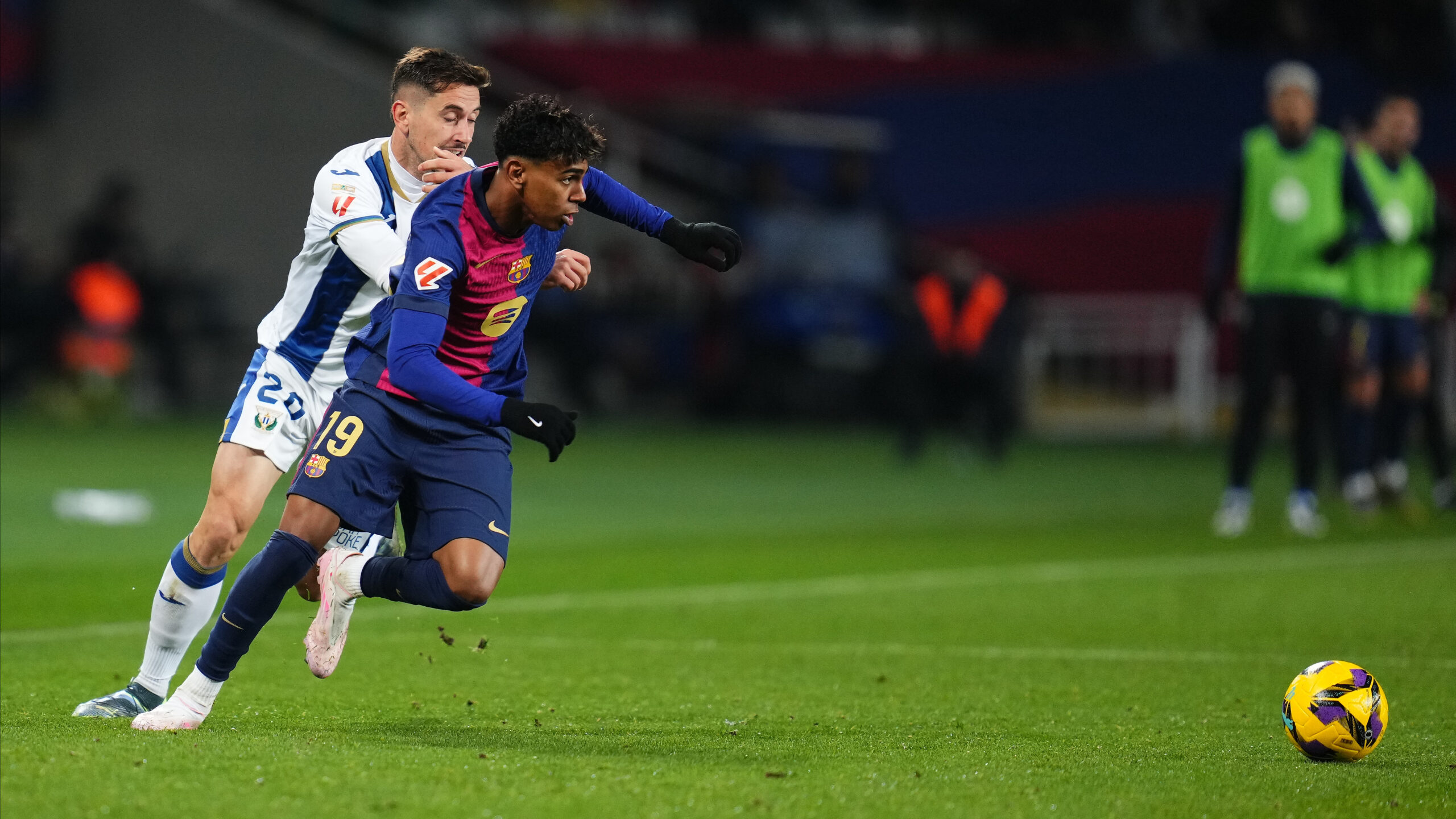 Lamine Yamal of FC Barcelona and Javi Hernandez of CD Leganes during the La Liga EA Sports match between FC Barcelona and CD Leganes played at Lluis Companys Stadium on December 15, 2024 in Barcelona, Spain. (Photo by Bagu Blanco / Pressinphoto)
2024.12.16 Barcelona
pilka nozna liga hiszpanska
FC Barcelona - CD Leganes
Foto Bagu Blanco/PRESSINPHOTO/SIPA USA/PressFocus

!!! POLAND ONLY !!!