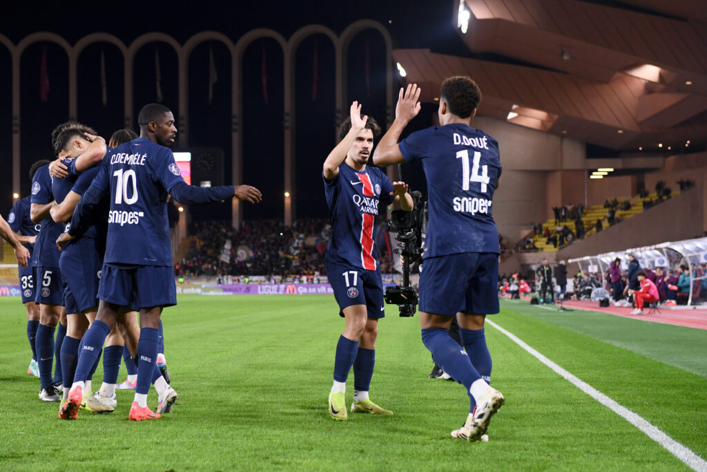 10 Ousmane DEMBELE (psg) - 17 VITINHA (psg) during the Ligue 1 McDonald&#039;s match between Monaco and Paris at Stade Louis II on December 18, 2024 in Monaco, Monaco. (Photo by Philippe Lecoeur/FEP/Icon Sport/Sipa USA)
2024.12.18 Monako
pilka nozna liga francuska
AS Monaco - Paris Saint-Germain
Foto Philippe Lecoeur/FEP/Icon Sport/SIPA USA/PressFocus

!!! POLAND ONLY !!!