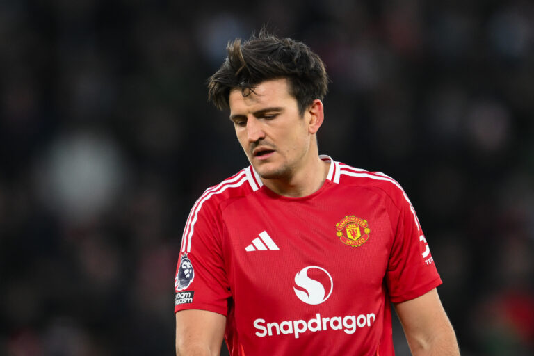 Harry Maguire of Manchester United looks dejected during the Premier League match Manchester United vs Bournemouth at Old Trafford, Manchester, United Kingdom, 22nd December 2024

(Photo by Craig Thomas/News Images) in ,  on 12/22/2024. (Photo by Craig Thomas/News Images/Sipa USA)
2024.12.22 Manchester
pilka nozna Liga Angielska
Manchester United - AFC Bournemouth
Foto Craig Thomas/News Images/SIPA USA/PressFocus

!!! POLAND ONLY !!!