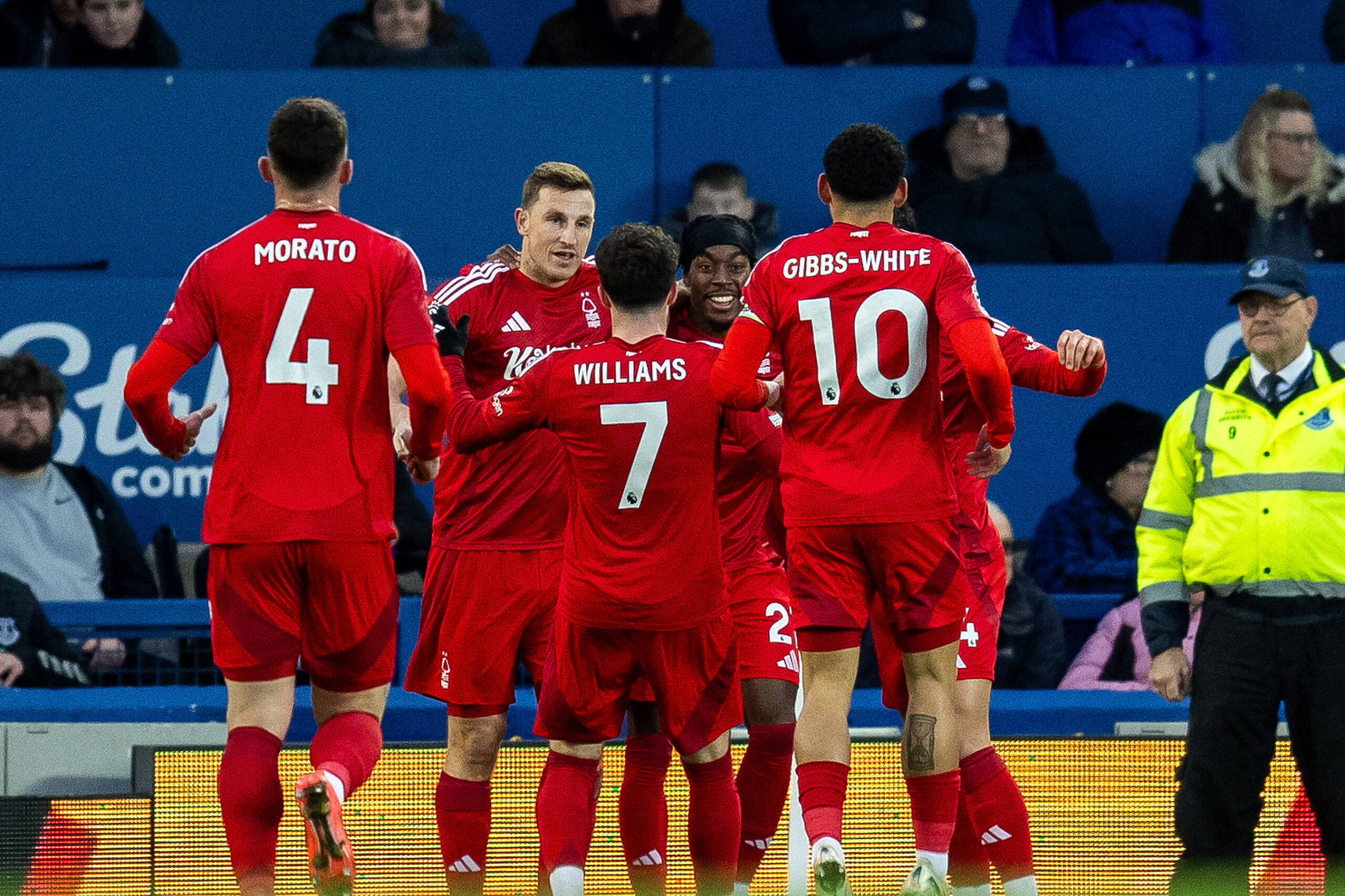 Everton v Nottingham Forest Premier League 29/12/2024. GOAL scores 1-0 Nottingham Forest forward Chris Wood 11 scores and celebrates during the Premier League match between Everton and Nottingham Forest at Goodison Park, Liverpool, England on 29 December 2024. Liverpool Goodison Park Merseyside England Editorial use only DataCo restrictions apply See www.football-dataco.com , Copyright: xManjitxNarotrax PSI-21156-0011
2024.12.29 Liverpool
pilka nozna liga angielska
Premier League sezon 2024/2025
Foto IMAGO/PressFocus

!!! POLAND ONLY !!!