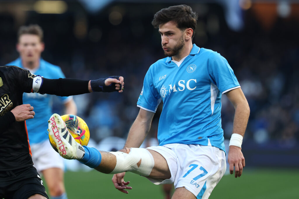 Napoli’s Khvicha Kvaratskhelia   during the Serie A soccer match between Napoli and Venezia at the Diego Armando Maradona Stadium in Naples, southern italy - Sunday , December 29 , 2024. Sport - Soccer . 
(Photo by Alessandro Garofalo/LaPresse) (Photo by Alessandro Garofalo/LaPresse/Sipa USA)
2024.12.29 Napoli
pilka nozna liga wloska
Napoli - Venezia
Foto Alessandro Garofalo/LaPresse/SIPA USA/PressFocus

!!! POLAND ONLY !!!