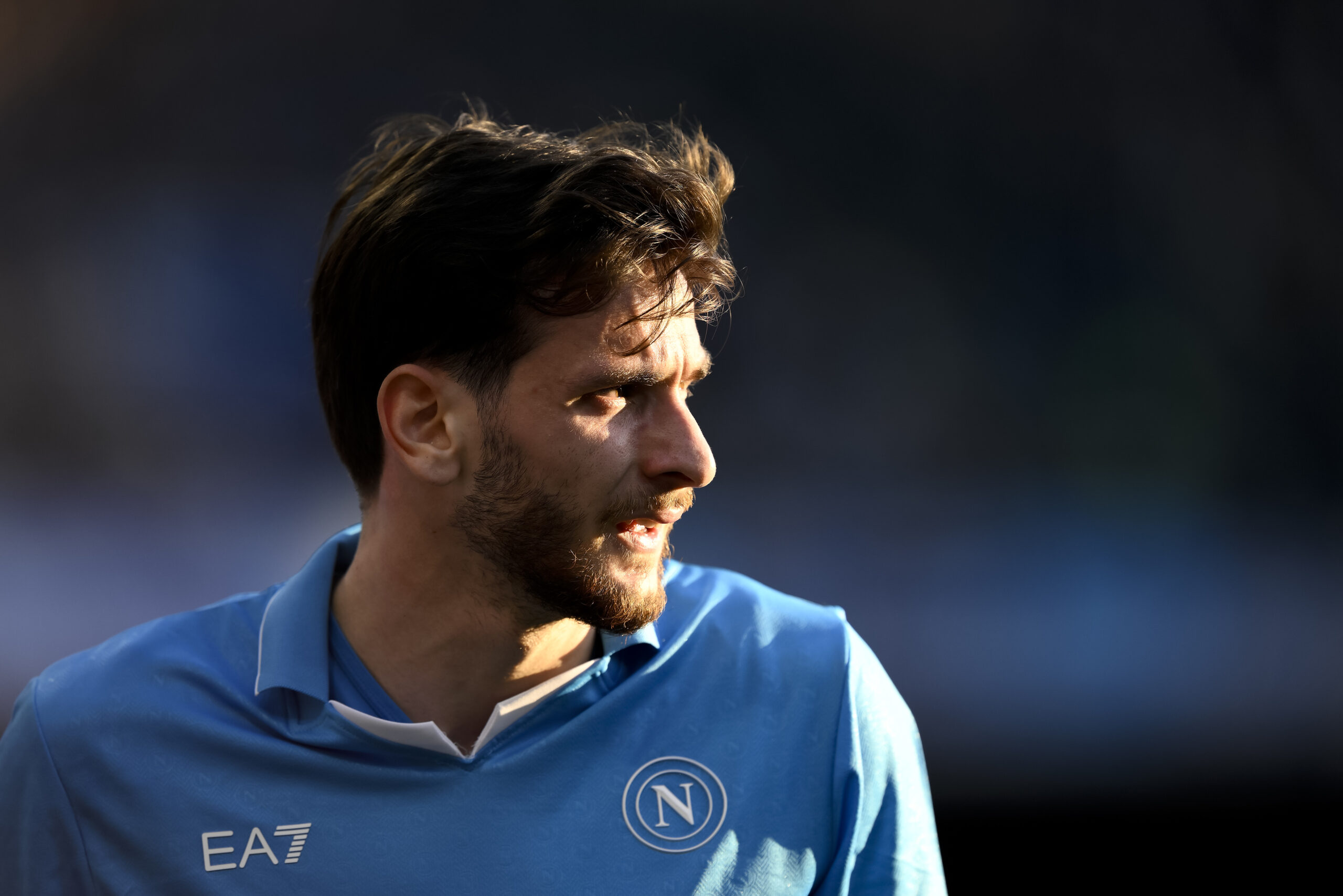 Khvicha Kvaratskhelia of SSC Napoli looks on during the Serie A football match between SSC Napoli and Venezia FC at Diego Armando Maradona stadium in Napoli (Italy), December 29, 2024./Sipa USA *** No Sales in France and Italy ***
2024.12.29 Napoli
pilka nozna liga wloska
Napoli - Venezia
Foto Andrea Staccioli / Insidefoto/SIPA USA/PressFocus

!!! POLAND ONLY !!!