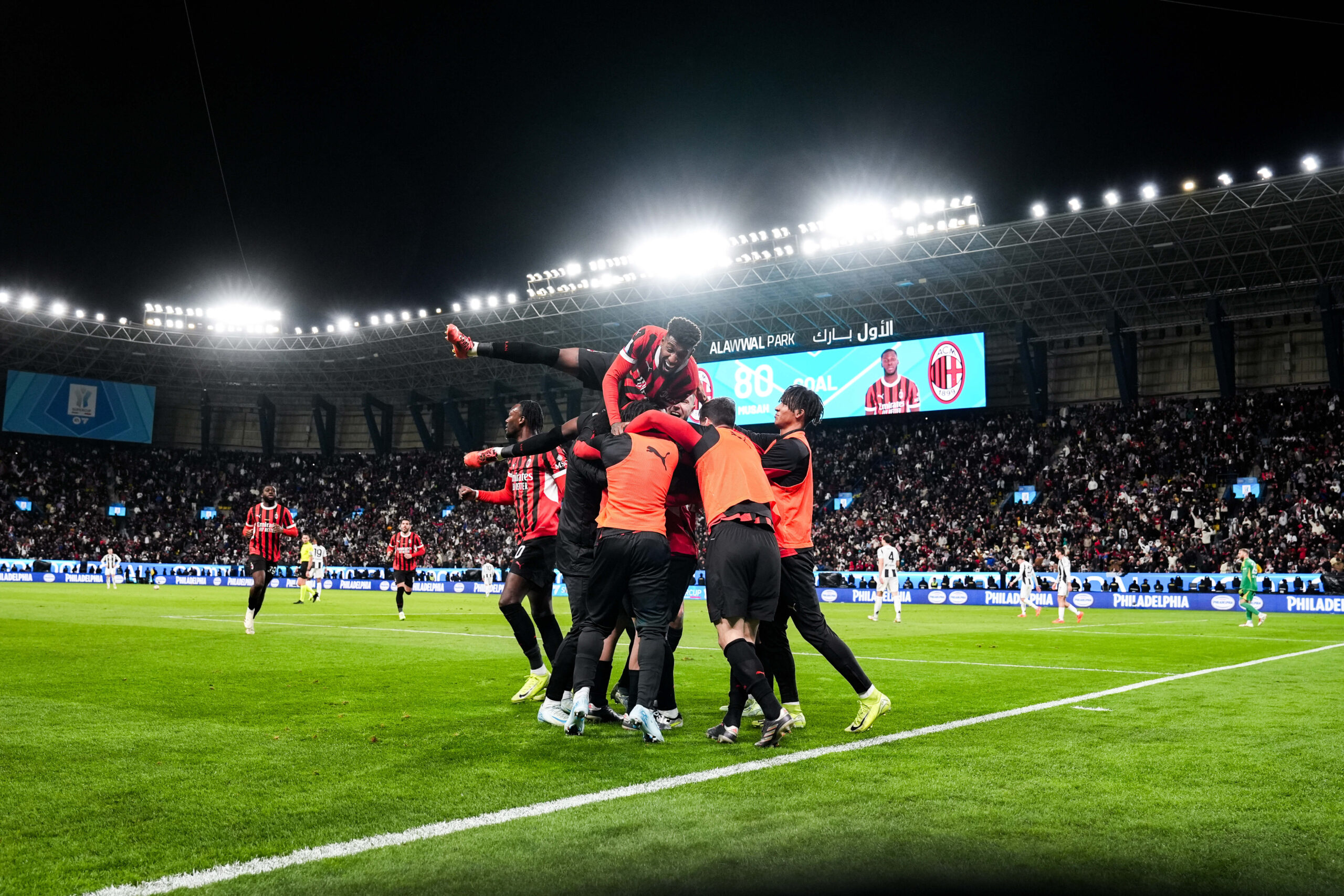 during the EA Sports FC italian Supercup 2024/2025 match between Juventus and Milan at Al-Awwal Park Stadium in Riyadh, Saudi Arabia - Sport, Soccer -  Friday January 3, 2025 (Photo by Massimo Paolone/LaPresse) (Photo by Massimo Paolone/LaPresse/Sipa USA)
2025.01.03 Rijad
pilka nozna Superpuchar Wloch
Juventus Turyn - AC Milan
Foto Massimo Paolone/LaPresse/SIPA USA/PressFocus

!!! POLAND ONLY !!!