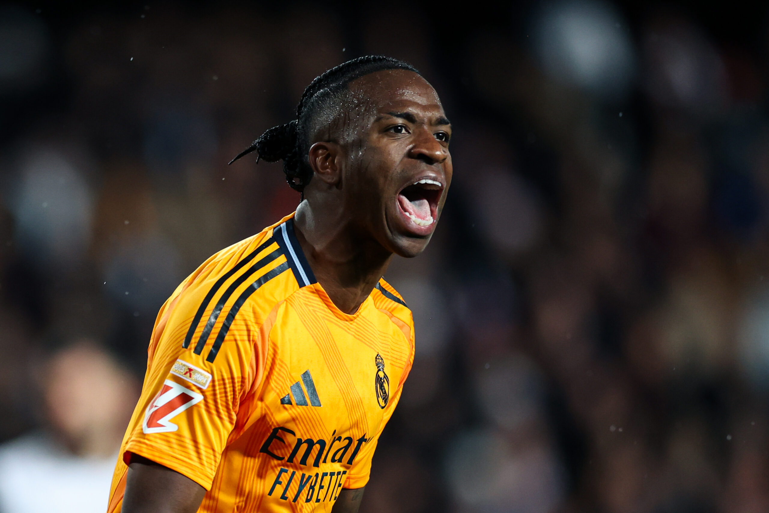 Valencia, Spain, January 3rd 2024: Vinicius Junior (7 Real Madrid CF) celebrates after scoring  during the La Liga EA Sports football match between Valencia CF and Real Madrid CF at the Estadio Mestalla in Valencia, Spain  (Judit Cartiel / SPP) (Photo by Judit Cartiel / SPP/Sipa USA)
2025.01.03 Walencja
pilka nozna , liga hiszpanska
Valencia CF - Real Madryt
Foto Judit Cartiel/SPP/SIPA USA/PressFocus

!!! POLAND ONLY !!!