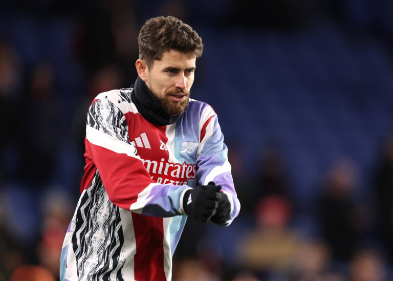 Brighton and Hove, England, 4th January 2025. Jorginho of Arsenal warms up before the Premier League match at the AMEX Stadium, Brighton and Hove. Picture credit should read: Paul Terry / Sportimage EDITORIAL USE ONLY. No use with unauthorised audio, video, data, fixture lists, club/league logos or live services. Online in-match use limited to 120 images, no video emulation. No use in betting, games or single club/league/player publications. SPI_120_PT_Brighton_Arsenal SPI-3572-0120
2025.01.04 Brighton and Hove
pilka nozna liga angielska
Brighton and Hove Albion - Arsenal Londyn
Foto IMAGO/PressFocus

!!! POLAND ONLY !!!