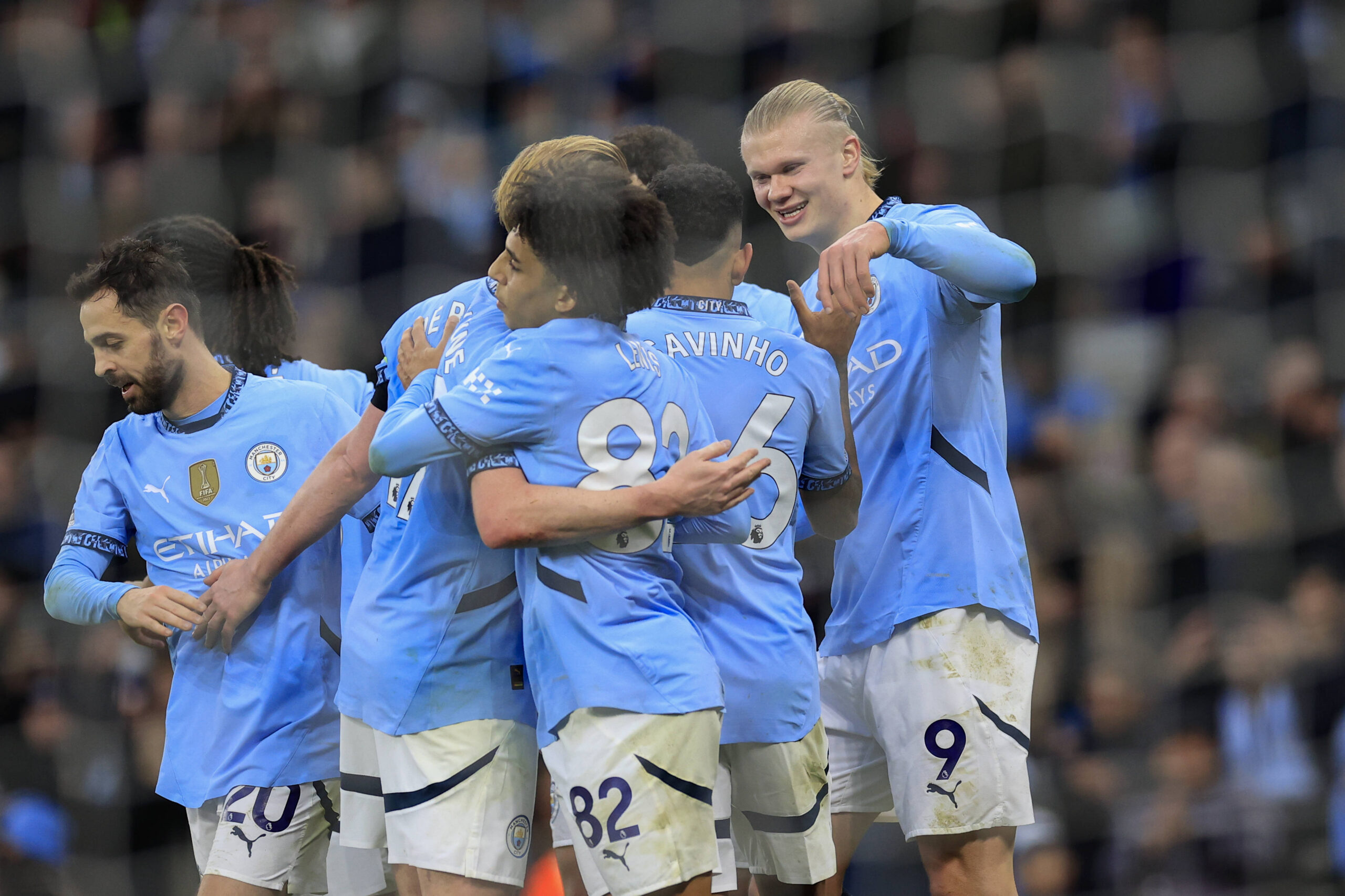 Manchester City v West Ham United Premier League 04/01/2025. Erling Haaland 9 of Manchester City celebrates scoring to make it 2-0 during the Premier League match between Manchester City and West Ham United at the Etihad Stadium, Manchester, England on 4 January 2025. Manchester Etihad Stadium Manchester England Editorial use only DataCo restrictions apply See www.football-dataco.com , Copyright: xConorxMolloyx PSI-21190-0066
2025.01.04 Manchester
pilka nozna liga angielska
Manchester City - West Ham United
Foto IMAGO/PressFocus

!!! POLAND ONLY !!!