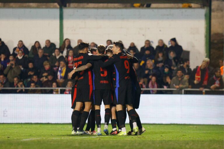 Spanish King Cup (Copa del Rey) soccer match Barbastro vs FC Barcelona at La Puentecilla stadium in Barbastro, Spain 4 January 2024. FC Barcelona players celebrate a goal of Eric Garcia

(Photo by Cordon Press/Sipa USA)
2025.01.04 Barbastro
pilka nozna puchar krola
Barbastro - FC Barcelona
Foto Cordon Press/SIPA USA/PressFocus

!!! POLAND ONLY !!!