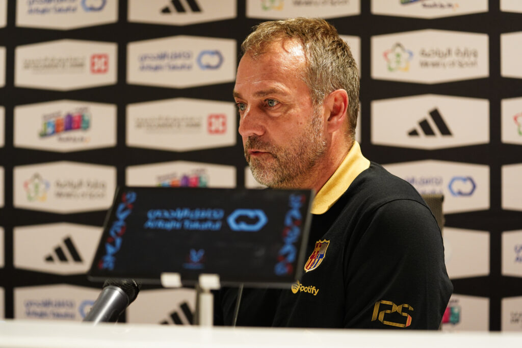 FC Barcelona coach Hansi Flick makes speeches during a press conference ahead of the Spanish Super Cup semi-final match between Barcelona and Athletic Bilbao at King Abdullah Sports City. (Photo by Ismael Adnan / SOPA Images/Sipa USA)
2025.01.07 Jeddah
pilka nozna Superpuchar Hiszpanii
Konferencja prasowa FC Barcelona
Foto Ismael Adnan/SOPA Images/SIPA USA/PressFocus

!!! POLAND ONLY !!!