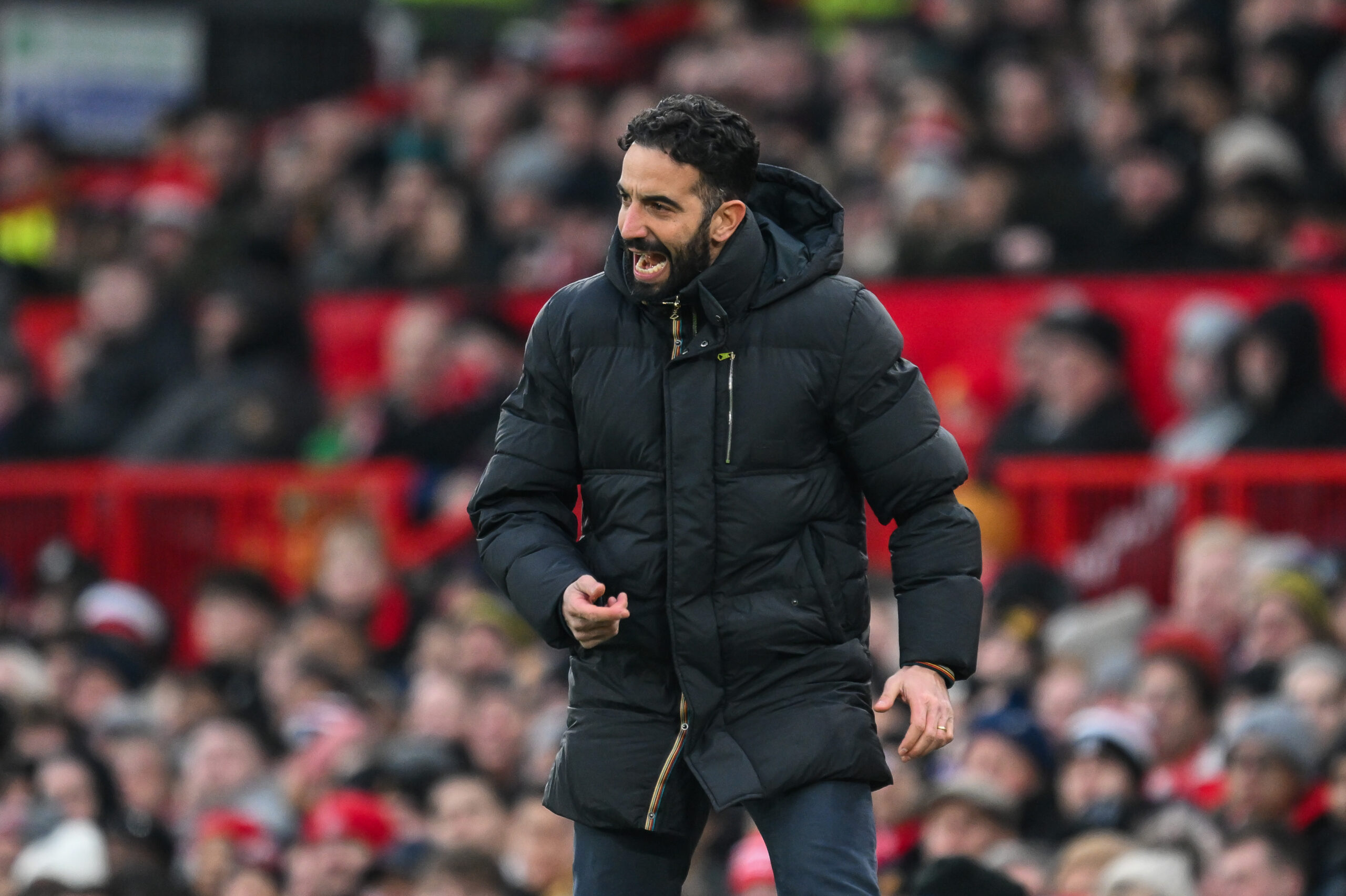 Ruben Amorim Manager of Manchester United gives his team instructions during the Premier League match Manchester United vs Brighton and Hove Albion at Old Trafford, Manchester, United Kingdom, 19th January 2025

(Photo by Craig Thomas/News Images) in ,  on 1/19/2025. (Photo by Craig Thomas/News Images/Sipa USA)
2025.01.19 
pilka nozna liga angielska
Manchester United - Brighton and Hove Albion
Foto Craig Thomas/News Images/SIPA USA/PressFocus

!!! POLAND ONLY !!!