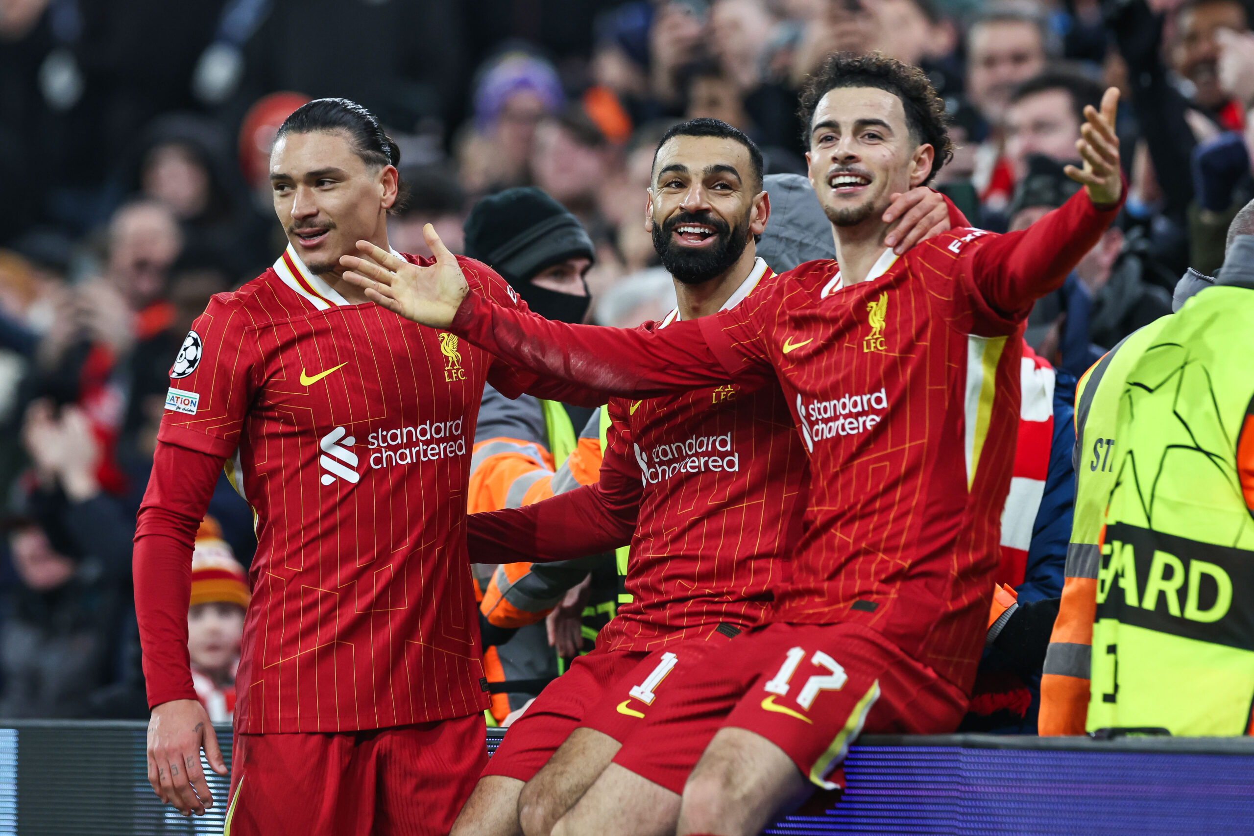 Mohamed Salah of Liverpool celebrates his goal to make it  1-0 during the UEFA Champions League - League Stage Liverpool v Lille at Anfield, Liverpool, United Kingdom, 21st January 2025

(Photo by Mark Cosgrove/News Images) in ,  on 1/21/2025. (Photo by Mark Cosgrove/News Images/Sipa USA)
2025.01.21 Liverpool
pilka nozna Liga Mistrzow
FC Liverpool - Lille OSC
Foto Mark Cosgrove/News Images/SIPA USA/PressFocus

!!! POLAND ONLY !!!