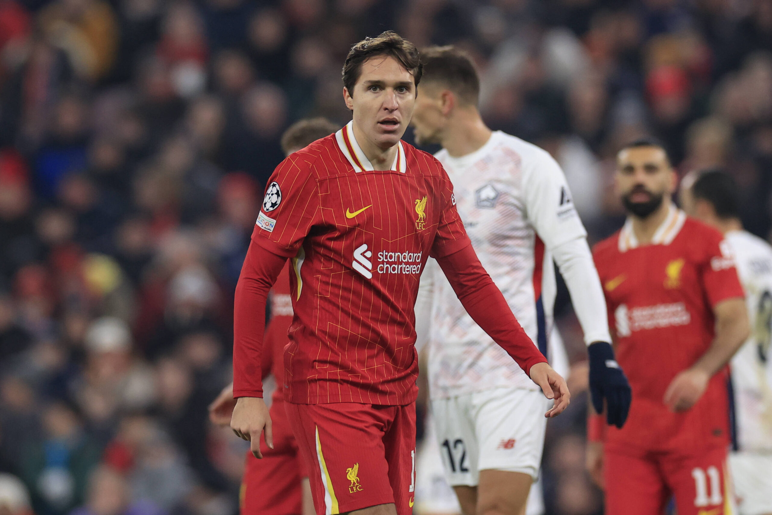 Liverpool v Lille OSC Champions League 21/01/2025. Federico Chiesa 14 of Liverpool during the Champions League match between Liverpool and Lille OSC at Anfield, Liverpool, England on 21 January 2025. Liverpool Anfield Merseyside England Editorial use only , Copyright: xConorxMolloyx PSI-21296-0062
2025.01.21 Liverpool
pilka nozna liga mistrzow
Liverpool FC - LOSC Lille
Foto IMAGO/PressFocus

!!! POLAND ONLY !!!