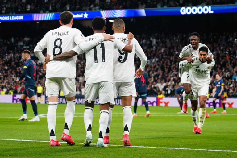 Rodrygo Goes of Real Madrid celebrates the 1-0 during the UEFA Champions League match between Real Madrid and Red Bull Salzburg FC played at Santiago Bernabeu Stadium on January 22, 2025 in Madrid, Spain. (Photo by Bagu Blanco / PRESSINPHOTO)
2024.12.24 Madryt
pilka nozna liga mistrzow
Real Madryt - FC Salzburg
Foto Bagu Blanco/PRESSINPHOTO/SIPA USA/PressFocus

!!! POLAND ONLY !!!