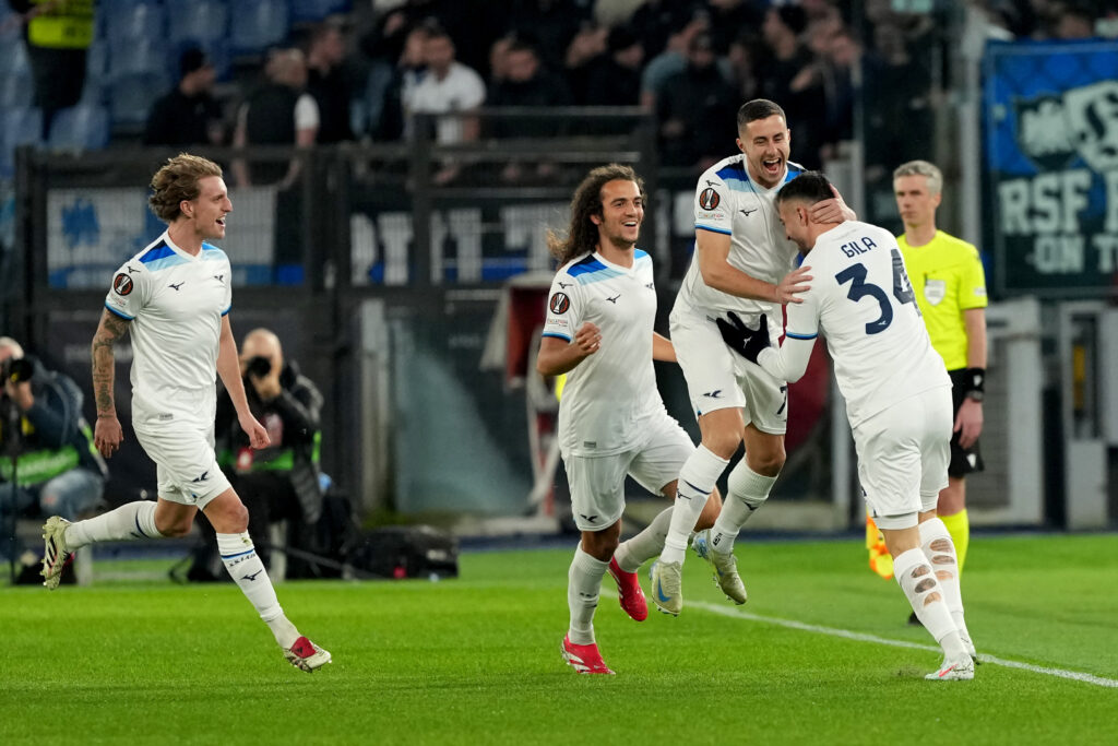 Mario Gila of SS Lazio celebrates after scoring the goal of 1-0 during the Europa League football match between SS Lazio and Real Sociedad at Olimpico stadium in Rome (Italy), January 23, 2025./Sipa USA *** No Sales in France and Italy ***
2025.01.23 Rzym
pilka nozna Liga Europy
SS Lazio Rzym - Real Sociedad San Sebastian
Foto Antonietta Baldassarre/Insidefoto/SIPA USA/PressFocus

!!! POLAND ONLY !!!