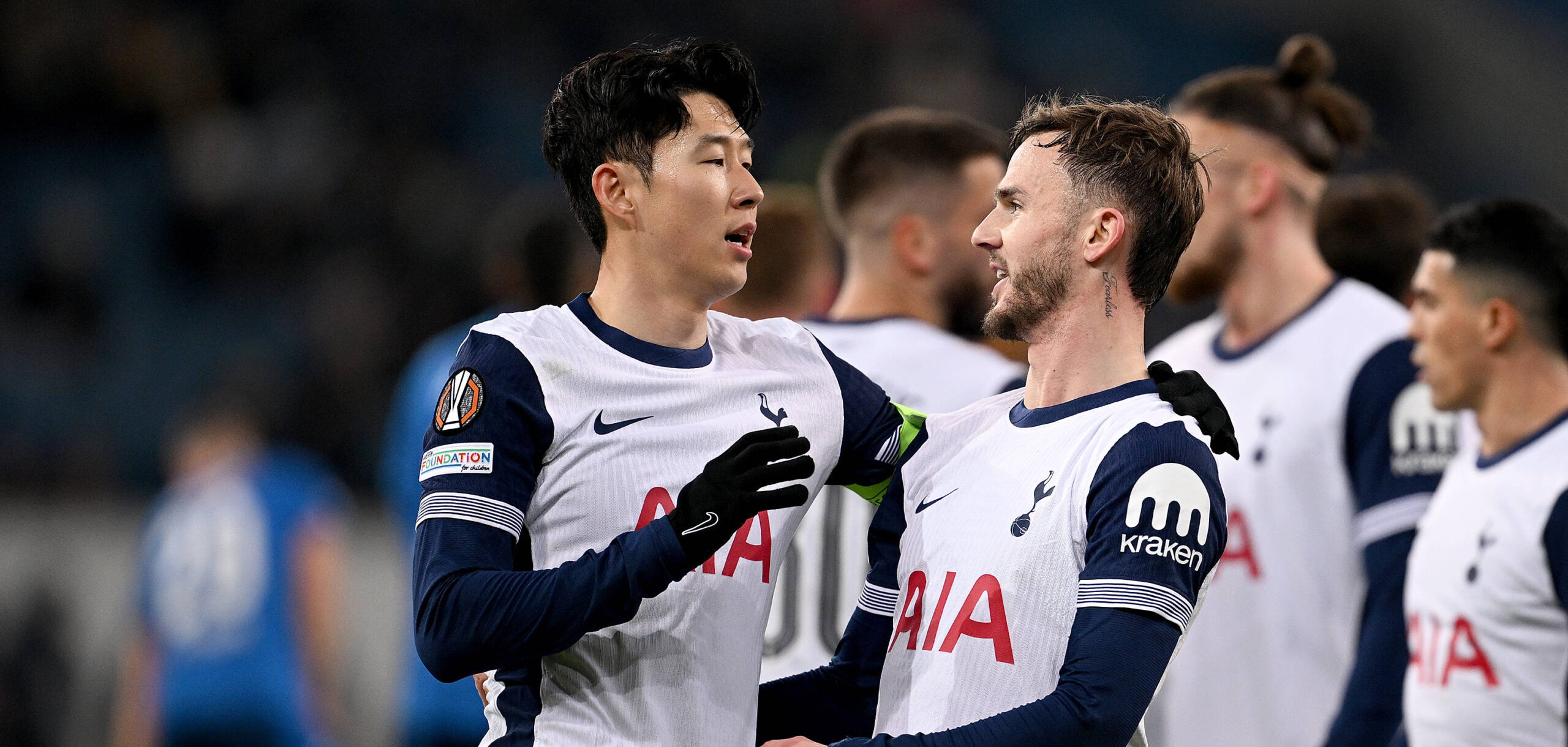 FUSSBALL EUROPA LEAGUE SAISON 2024/2025 Vorrunde 7. Spieltag TSG 1899 Hoffenheim - Tottenham Hotspur 23.01.2025 Jubel Tottenham Hotspur nach dem Tor zum 0-2 , v. li., durch den Torschuetzen Heung-Min Son und James Maddison *** FOOTBALL EUROPE LEAGUE SEASON 2024 2025 Preliminary Round 7 Matchday TSG 1899 Hoffenheim Tottenham Hotspur 23 01 2025 Tottenham Hotspur celebrate after the goal to 0 2 , from left , by goal scorer Heung Min Son and James Maddison
2025.01.23 Hoffenheim
pilka nozna liga europy
TSG 1899 Hoffenheim - Tottenham Hotspur 
Foto IMAGO/PressFocus

!!! POLAND ONLY !!!