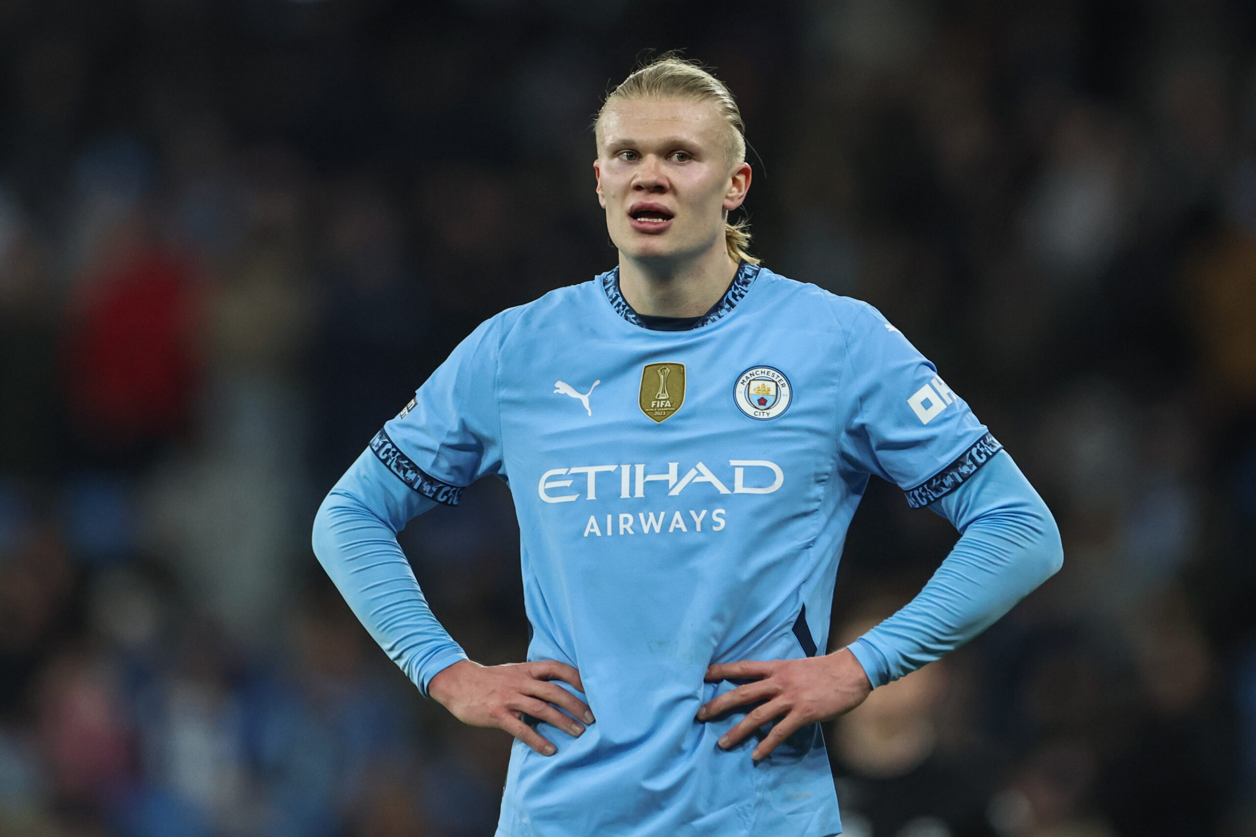 Erling Haaland of Manchester City during the Premier League match Manchester City vs Chelsea at Etihad Stadium, Manchester, United Kingdom, 25th January 2025

(Photo by Mark Cosgrove/News Images) in Manchester, United Kingdom on 1/25/2025. (Photo by Mark Cosgrove/News Images/Sipa USA)
2025.01.25 Manchester
pilka nozna Liga Angielska
Manchester City - Chelsea Londyn
Foto Mark Cosgrove/News Images/SIPA USA/PressFocus

!!! POLAND ONLY !!!