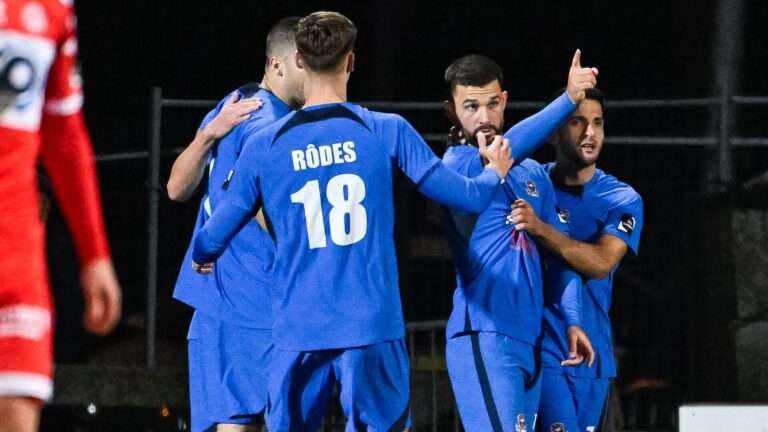 Dender&#039;s Nicolas Rajsel celebrates after scoring during a Croky Cup 1/16 final game between Dender EH and KV Kortrijk, in Denderleeuw, Wednesday 01 November 2023. BELGA PHOTO LAURIE DIEFFEMBACQ (Photo by LAURIE DIEFFEMBACQ/Belga/Sipa USA)
2023.11.01 DENDERLEEUW
pilka nozna puchar Belgii
Dender EH - KV Kortrijk
Foto Belga/SIPA USA/PressFocus

!!! POLAND ONLY !!!