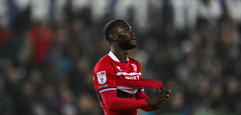 Emmanuel Latte Lath #9 of Middlesbrough reacts during the Sky Bet Championship match Swansea City vs Middlesbrough at Swansea.com Stadium, Swansea, United Kingdom, 16th December 2023

(Photo by Craig Thomas/News Images) in ,  on 12/16/2023. (Photo by Craig Thomas/News Images/Sipa USA)
2023.12.16 
pilka nozna liga angielska
Swansea City - Middlesbrough
Foto Craig Thomas/News Images/SIPA USA/PressFocus

!!! POLAND ONLY !!!
