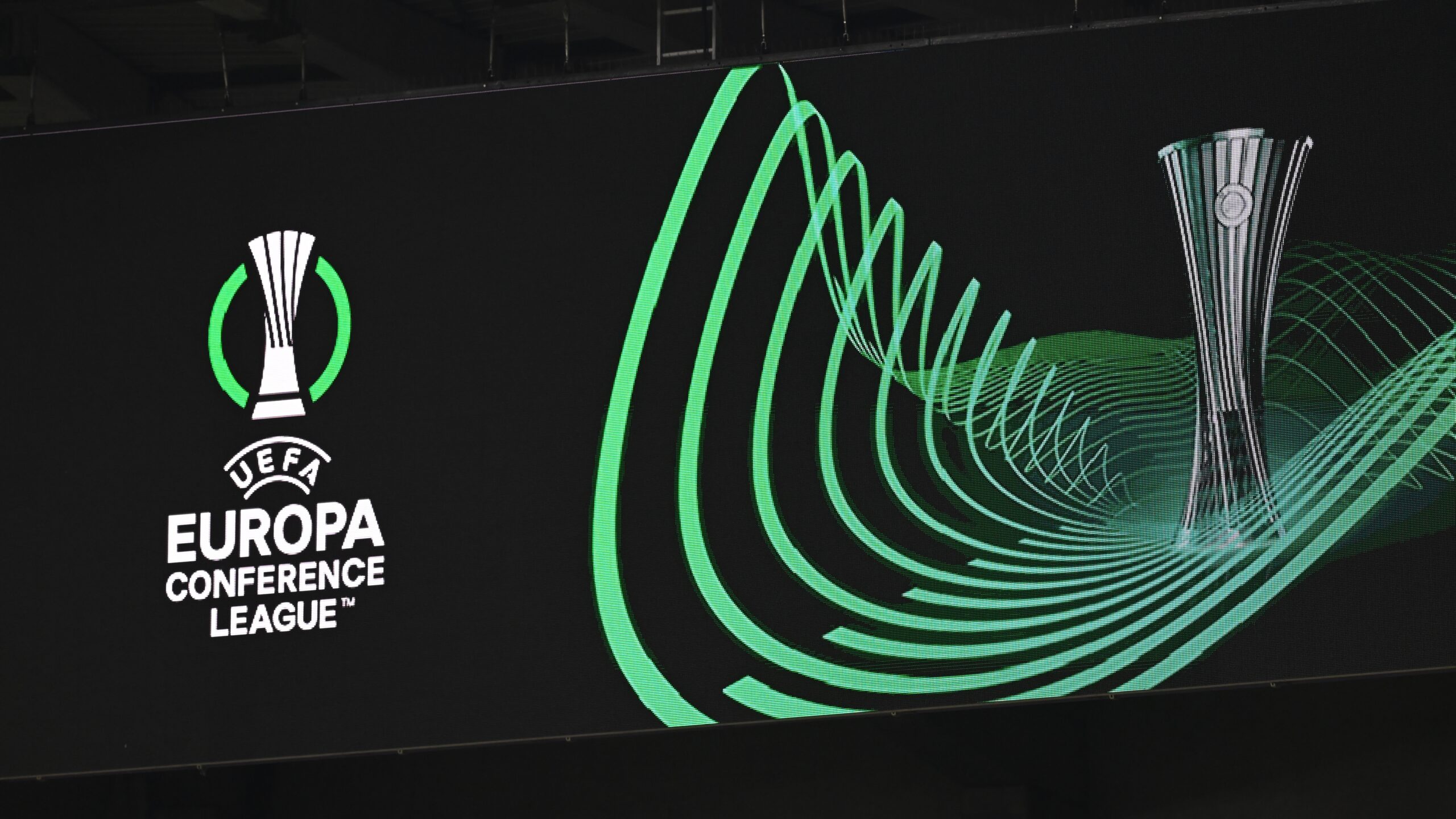 3/7/2024 - BRUSSELS - UEFA Conference League logo during the UEFA Europa League round of 16 match between R. Union Sint Gillis and Fenerbahce SK at the Lotto Park stadium on March 7, 2024 in Brussels, Belgium. ANP | Hollandse Hoogte | GERRIT VAN COLOGNE /ANP/Sipa USA
2024.03.07 Bruksela
pilka nozna Liga Konferencji Europy
Royale Union Saint-Gilloise - Fenerbahce Stambul
Foto ANP/SIPA USA/PressFocus

!!! POLAND ONLY !!!