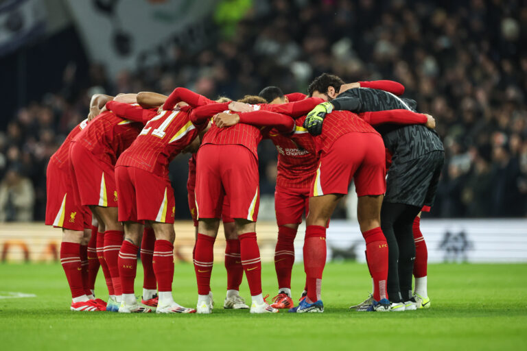 Liverpool team huddle ahead of the Carabao Cup Semi-Finals First Leg Tottenham Hotspur vs Liverpool at Tottenham Hotspur Stadium, London, United Kingdom, 8th January 2025

(Photo by Mark Cosgrove/News Images) in ,  on 1/8/2025. (Photo by Mark Cosgrove/News Images/Sipa USA)
2025.01.08 
pilka nozna puchar ligi angielskiej
Tottenham Hotspur - Liverpool
Foto Mark Cosgrove/News Images/SIPA USA/PressFocus

!!! POLAND ONLY !!!
