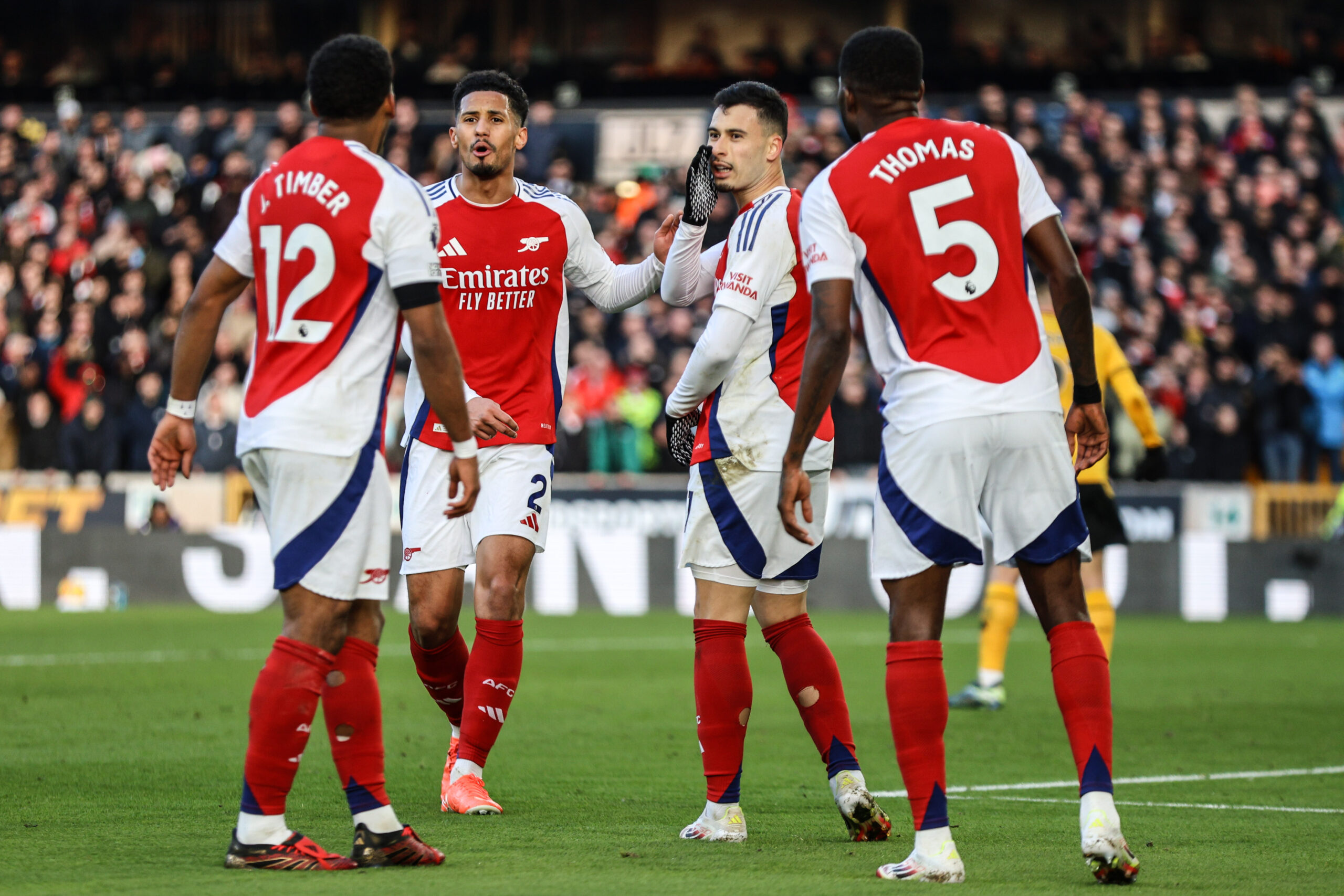 Wolverhampton, England, January 25th 2025: Players of Arsenal prepare for a corner during the Premier League football match between Wolverhampton Wanderers and Arsenal at Molineux stadium in Wolverhampton, England  (Natalie Mincher/SPP) (Photo by Natalie Mincher/SPP/Sipa USA)
2025.01.25Wolverhampton
pilka nozna liga angielska
Wolverhampton Wanderers - Arsenal
Foto Natalie Mincher/SPP/SIPA USA/PressFocus

!!! POLAND ONLY !!!
