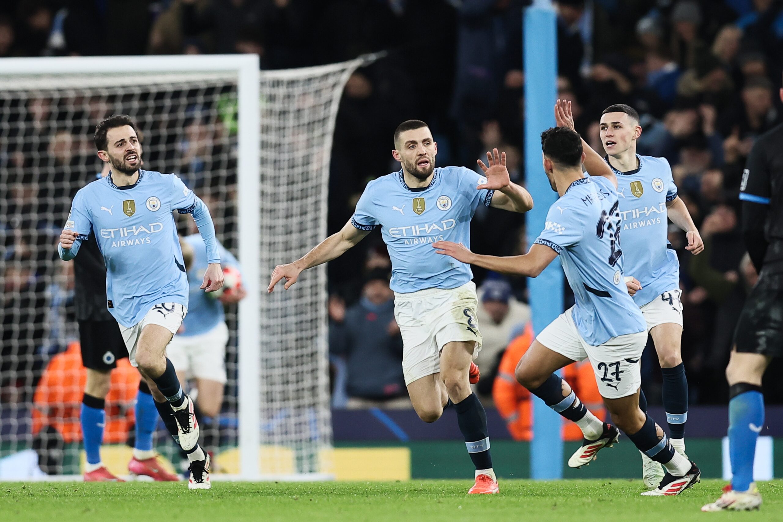 Manchester City&#039;s Mateo Kovacic celebrates after scoring during a soccer game between English Manchester City and Belgian Club Brugge KV, Wednesday 29 January 2025 in Manchester, United Kingdom, on the eight day (out of 8) of the UEFA Champions League league phase. BELGA PHOTO BRUNO FAHY (Photo by BRUNO FAHY/Belga/Sipa USA)
2025.01.29 MANCHESTER
pilka nozna liga mistrzow
Manchester City - Club Brugge KV
Foto Belga/SIPA USA/PressFocus

!!! POLAND ONLY !!!