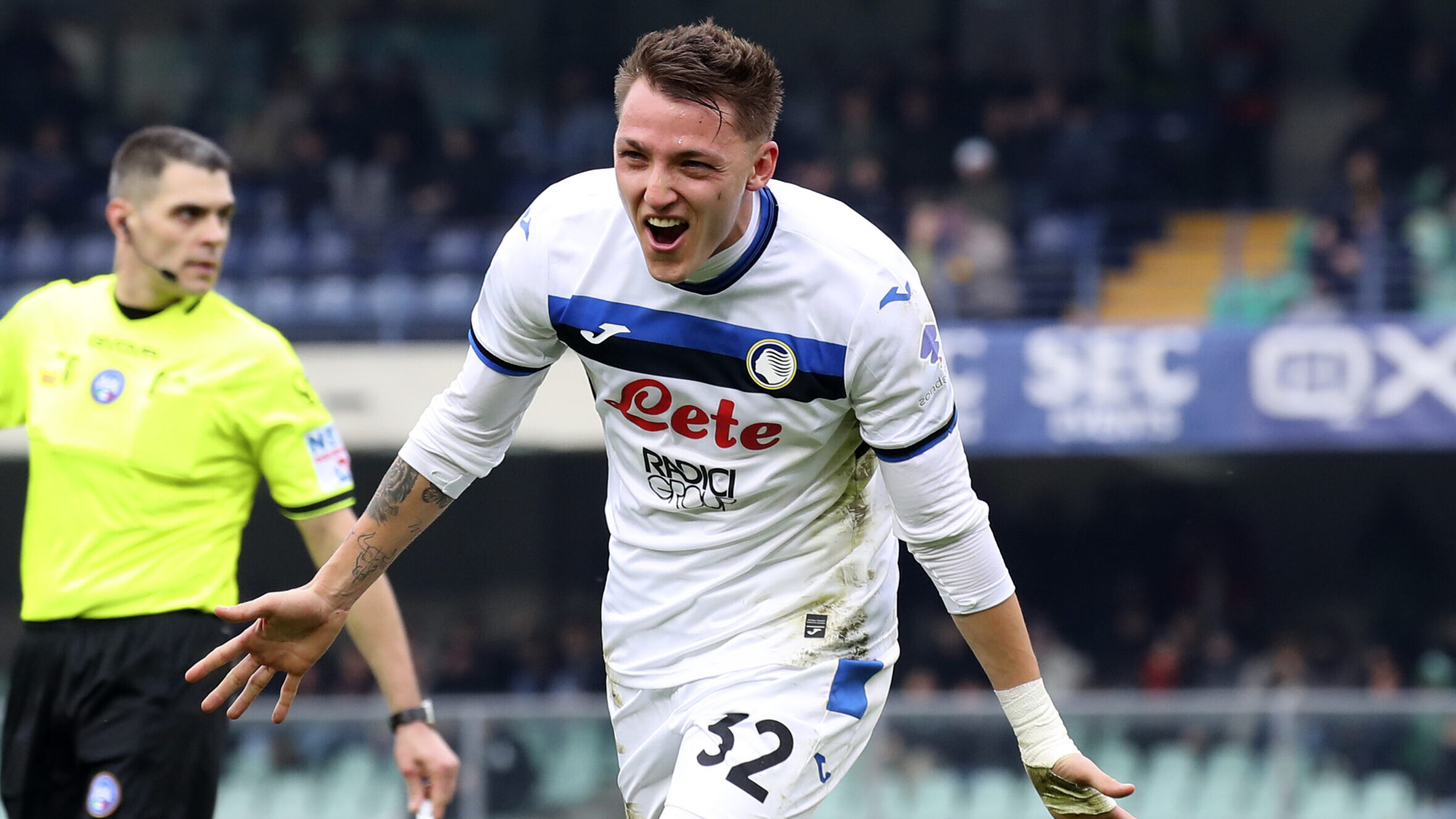 Atalanta&#039;s Mateo Retegui celebration goal 0-4  during the  Serie A enilive soccer match between Hellas Verona  and Atalanta at the Marcantonio Bentegodi Stadium, north Est Italy - Saturday, February 08, 2025. Sport - Soccer (Photo by Paola Garbuio /Lapresse) (Photo by Paola Garbuio/LaPresse/Sipa USA)
2025.02.08 Werona
pilka nozna Liga Wloska
Hellas Werona - Atalanta Bergamo
Foto Paola Garbuio/LaPresse/SIPA USA/PressFocus

!!! POLAND ONLY !!!