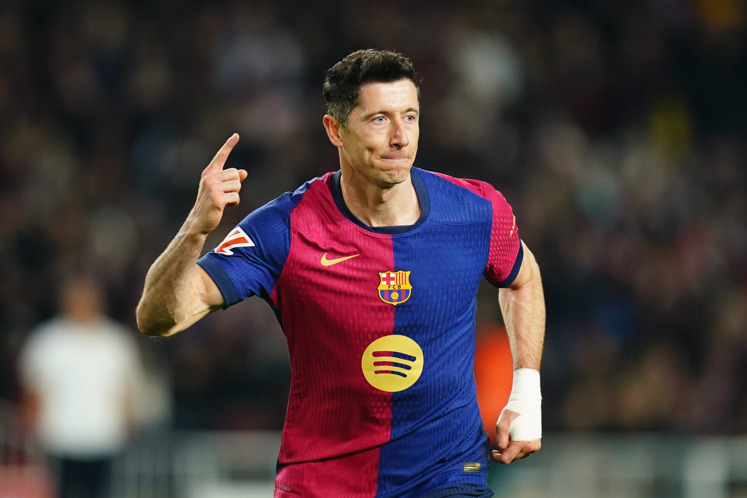 Robert Lewandowski of FC Barcelona celebrates the 1-0 during the La Liga EA Sports match between FC Barcelona and Rayo Vallecano played at Lluis Companys Stadium on February 17, 2025 in Barcelona, Spain. (Photo by Sergio Ruiz / Imago)  (Photo by pressinphoto/Sipa USA)
2025.02.17 Barcelona
pilka nozna liga hiszpanska
FC Barcelona - Rayo Vallecano
Foto Sergio Ruiz/Imago/PRESSINPHOTO/SIPA USA/PressFocus

!!! POLAND ONLY !!!