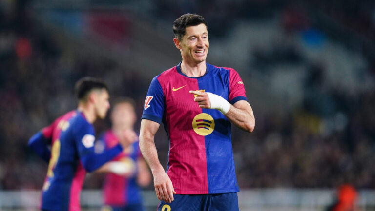 Robert Lewandowski of FC Barcelona during the La Liga EA Sports match between FC Barcelona and Rayo Vallecano played at Lluis Companys Stadium on February 17, 2025 in Barcelona, Spain. (Photo by Sergio Ruiz / Imago)  (Photo by pressinphoto/Sipa USA)
2025.01.19 Barcelona
pilka nozna liga hiszpanska
FC Barcelona - Rayo Vallecano
Foto Sergio Ruiz/Imago/PRESSINPHOTO/SIPA USA/PressFocus

!!! POLAND ONLY !!!