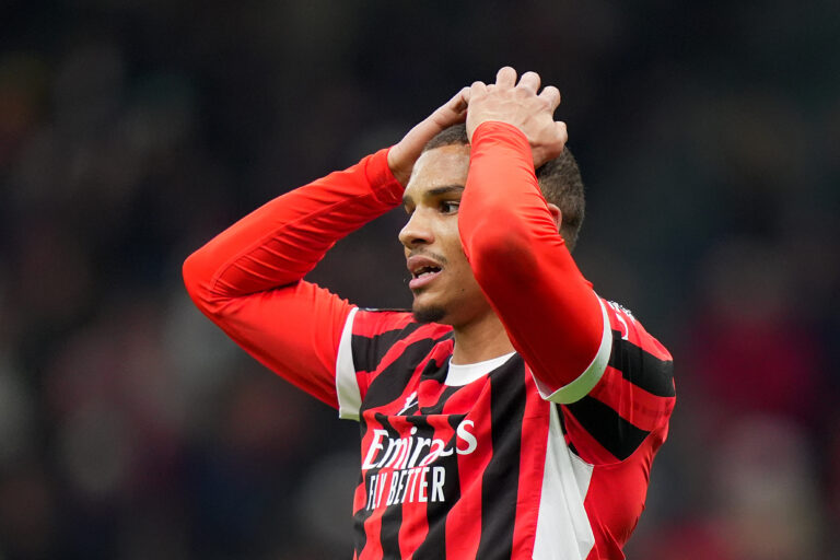 AC Milan&#039;s Malick Thiaw  during the Uefa Champions League soccer match between Ac Milan and Feyenoord at the San Siro Stadium in Milan, north Italy - Tuesday  , February  18 , 2025. Sport - Soccer . (Photo by Spada/LaPresse) (Photo by Spada/LaPresse/Sipa USA)
2025.02.18 Mediolan 
pilka nozna liga mistrzow
AC Milan - Feyenoord Rotterdam
Foto LaPresse/SIPA USA/PressFocus

!!! POLAND ONLY !!!