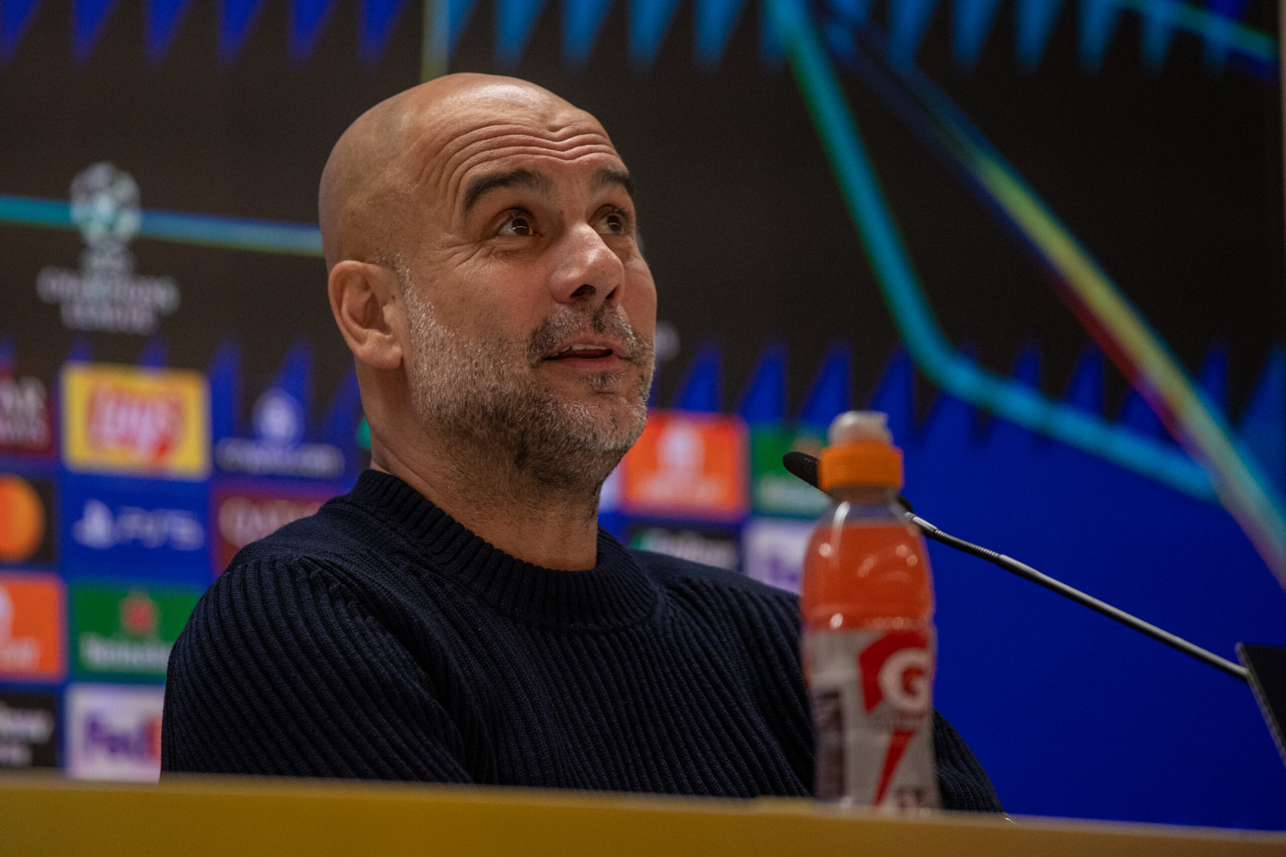Pep Guardiola, manager of the English football club, Manchester City during a press conference on the eve of the UEFA Champions League match between Real Madrid and Manchester City which will be played on Wednesday 19 February at the Santiago Bernabeu Stadium in Madrid. (Photo by David Canales / SOPA Images/Sipa USA)
2025.02.18 Madryt
pilka nozna Liga Mistrzow
Konferencja prasowa Manchesteru City przed meczem Real Madryt - Manchester City
Foto David Canales/SOPA Images/SIPA USA/PressFocus

!!! POLAND ONLY !!!
