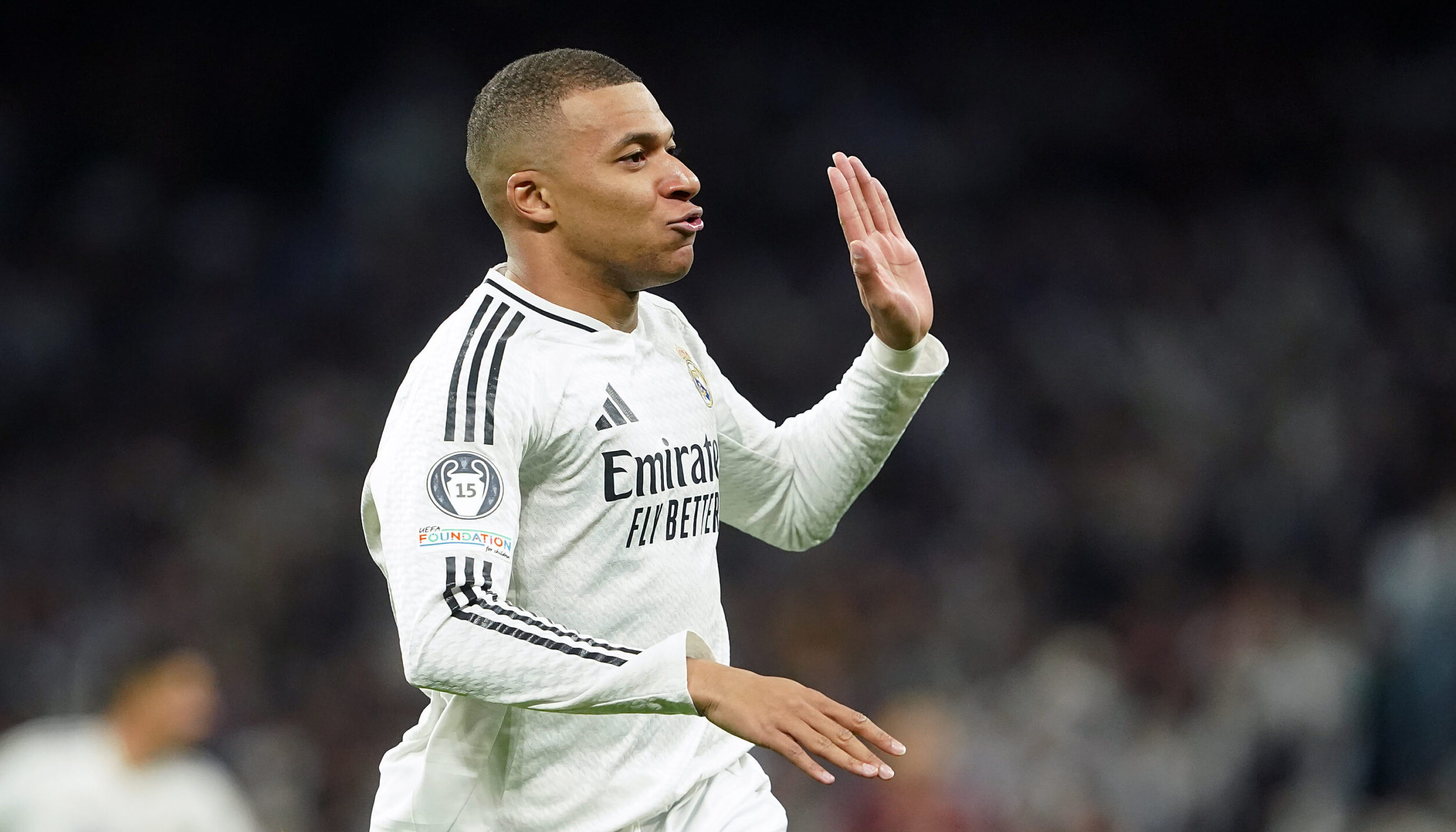 Real Madrid CF&#039;s Kylian Mbappe celebrates goal during Champions League 2024/2025 Knockout phase play-offs 2nd leg match. February 19,2025. (Photo by Acero/Alter Photos/Sipa USA)
2025.02.19 Madryt
pilka nozna Liga Mistrzow
Real Madryt - Manchester City
Foto Acero/Alter Photos/SIPA USA/PressFocus

!!! POLAND ONLY !!!