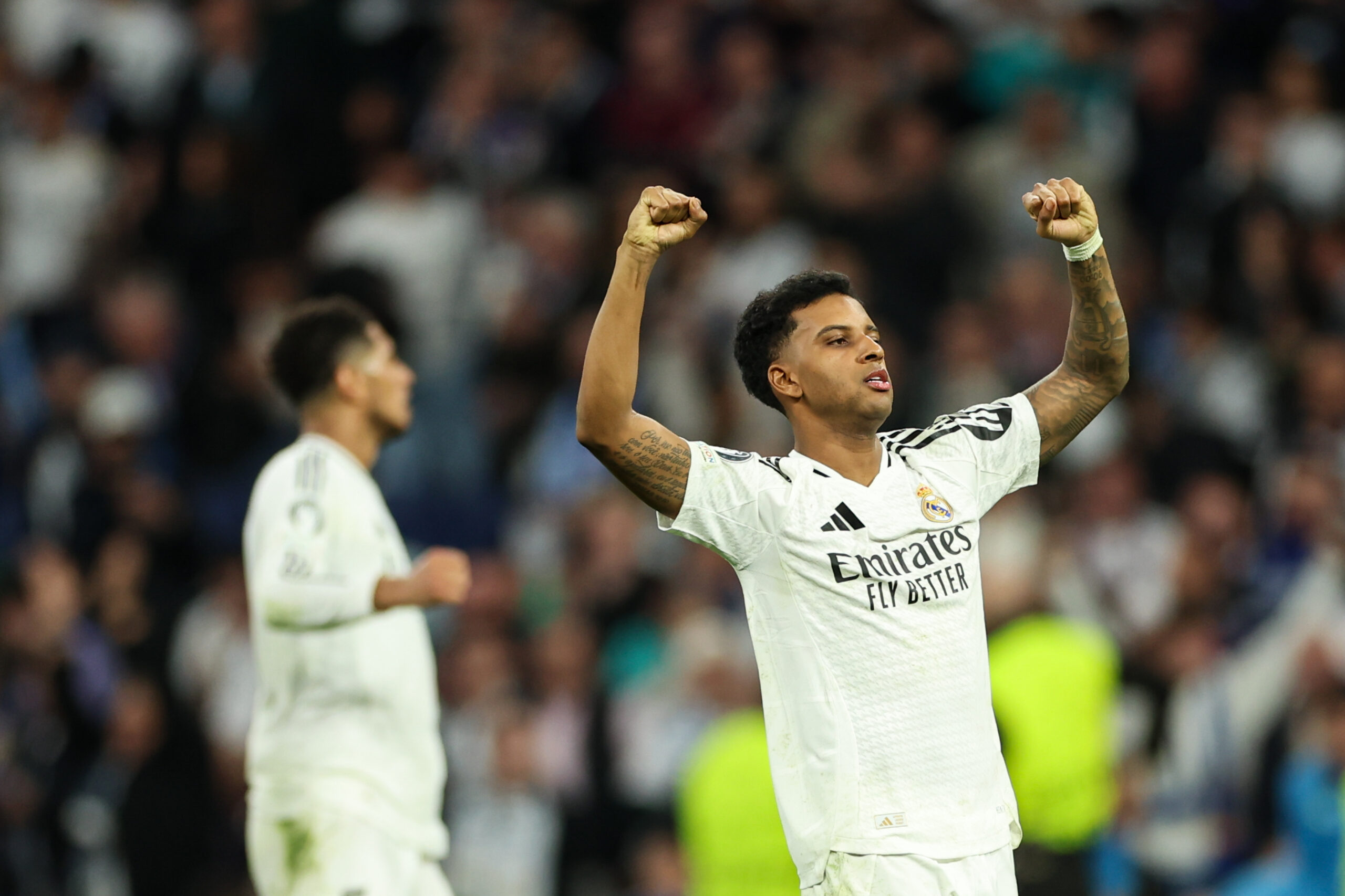 Barcelona, Spain, February 19th 2024: Rodrygo Goes of Real Madrid CF celebrates the victory during the UEFA Champions League football match between Real Madrid CF and Manchester City FC at the Santiago Bernabeu Stadium in Madrid, Spain  (Judit Cartiel / SPP) (Photo by Judit Cartiel / SPP/Sipa USA)
2025.02.19 Madryt
pilka nozna Liga Mistrzow
Real Madryt - Manchester City
Foto Judit Cartiel/SPP/SIPA USA/PressFocus

!!! POLAND ONLY !!!