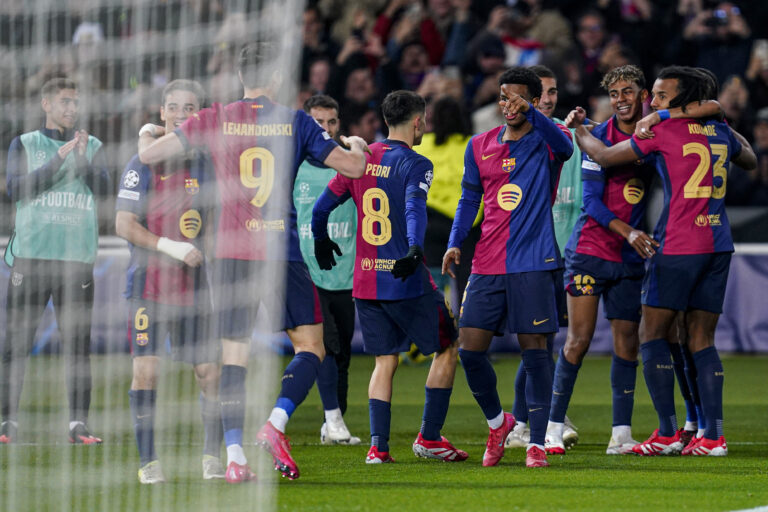 Lamine Yamal of FC Barcelona celebrates the 1-0 during the UEFA Champions League match, date 8, between FC Barcelona and Atalanta played at Lluis Companys Stadium on January 29 2025 in Barcelona Spain. (Photo by Sergio Ruiz / Imago)  (Photo by pressinphoto/Sipa USA)
2025.01.29 Barcelona
pilka nozna liga mistrzow
FC Barcelona - Atalanta Bergamo
Foto Sergio Ruiz/Imago/PRESSINPHOTO/SIPA USA/PressFocus

!!! POLAND ONLY !!!