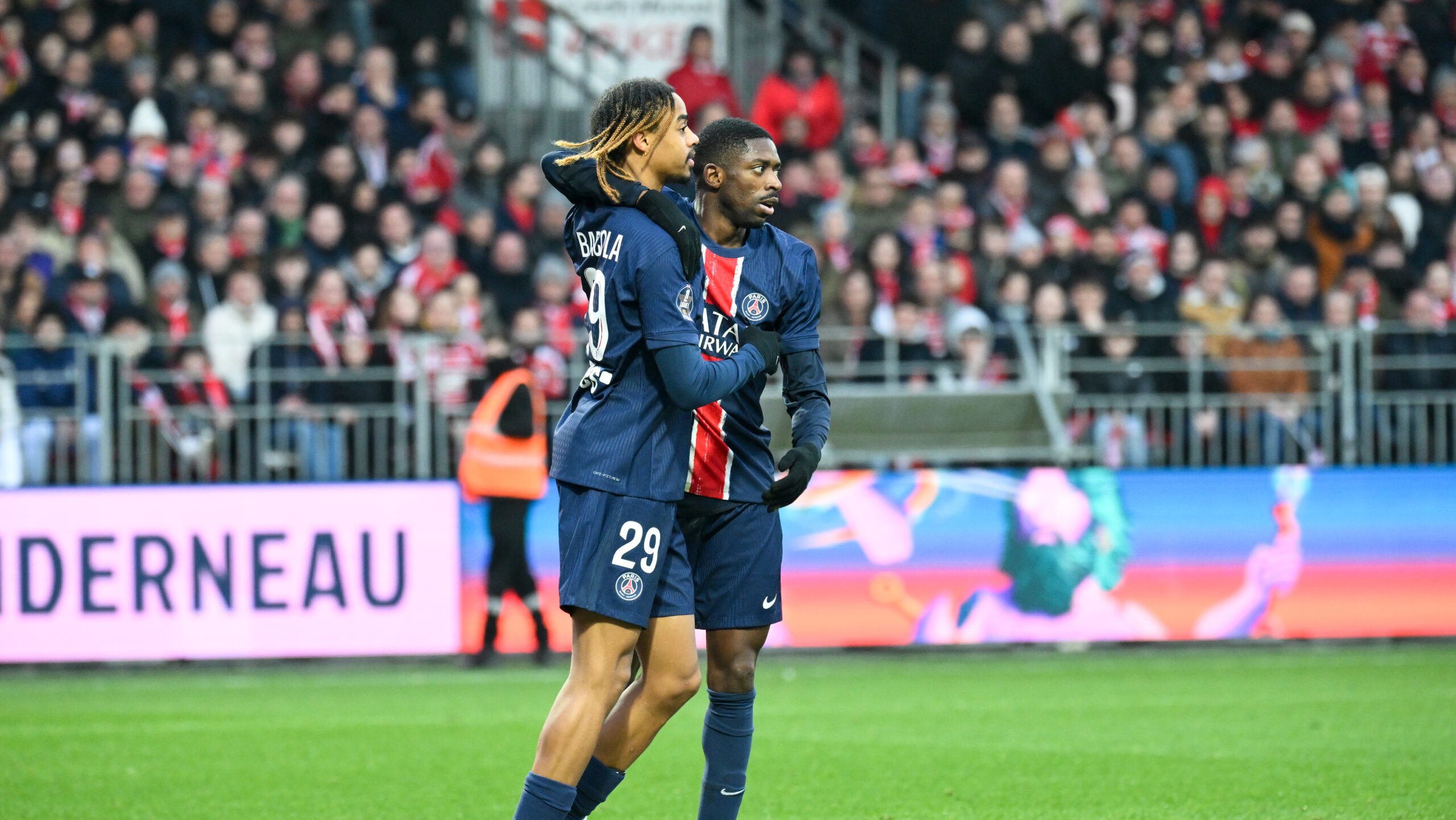 10 Ousmane DEMBELE (psg) - 29 Bradley BARCOLA (psg) during the Ligue 1 McDonald&#039;s match between Brest and Paris at Stade Francis-Le Ble on February 1, 2025 in Brest, France. (Photo by Christophe Saidi/FEP/Icon Sport/Sipa USA)
2025.02.01 Brest
pilka nozna liga francuska
Brest - PSG
Foto Icon Sport/SIPA USA/PressFocus

!!! POLAND ONLY !!!