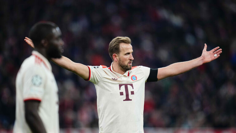 February 18 2025: Harry Kane of Bayern Munich  gestures during a Champions League knock out round game, FC Bayern Munich versus Celtic FC, at Allianz Areana, Munich, Germany. Ulrik Pedersen/CSM/Sipa USA (Credit Image: © Ulrik Pedersen/Cal Sport Media/Sipa USA)
2025.02.18 Monachium
pilka nozna Liga Mistrzow
Bayern Monachium - Celtic Glasgow
Foto Ulrik Pedersen/Cal Sport Media/SIPA USA/PressFocus

!!! POLAND ONLY !!!