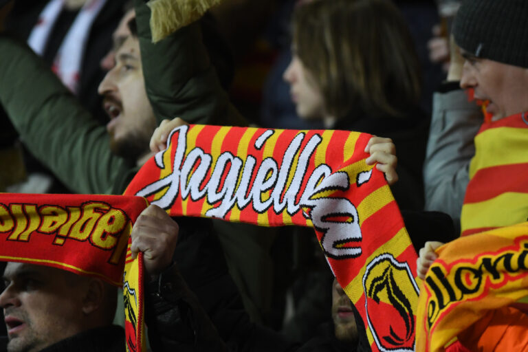 2025.03.06 Bialystok pilka nozna 1/8 finalu Liga Konferencji Europy 2024/2025 Jagiellonia Bialystok (zolto-czerwone) - Cercle Brugge N/z kibice Jagiellonii Bialystok na trybunach Foto Michal Kosc / PressFocus 
2025.03.06 Bialystok Bialystok Football - UEFA Conference League 2024/2025 Jagiellonia Bialystok (yellow-red) - Cercle Brugge Credit: Michal Kosc / PressFocus