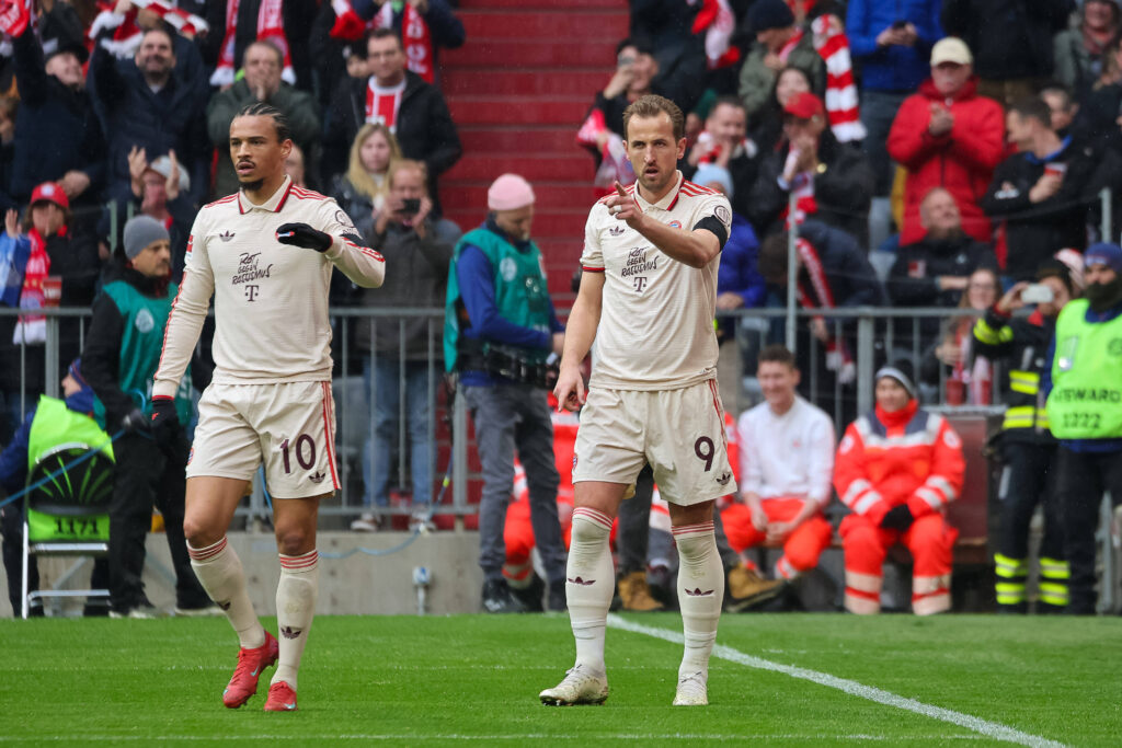 Jubel zum Tor zum 1:0 durch Harry Kane FC Bayern Muenchen, 09, mit Leroy Sane FC Bayern Muenchen, 10, GER, FC Bayern Muenchen vs. FC St. Pauli, Fussball, Bundesliga, 27. Spieltag, Spielzeit 2024/2025, 29.03.2025, DFL DFB REGULATIONS PROHIBIT ANY USE OF PHOTOGRAPHS as IMAGE SEQUENCES and or QUASI-VIDEO, GER, FC Bayern Muenchen vs. FC St. Pauli, Fussball, Bundesliga, 27. Spieltag, Spielzeit 2024/2025, 29.03.2025 Muenchen *** Celebration for the goal to 1 0 by Harry Kane FC Bayern Muenchen, 09 , with Leroy Sane FC Bayern Muenchen, 10 , GER, FC Bayern Muenchen vs FC St Pauli, Football, Bundesliga, Matchday 27, Season 2024 2025, 29 03 2025, DFL DFB REGULATIONS PROHIBIT ANY USE OF PHOTOGRAPHS as IMAGE SEQUENCES and or QUASI VIDEO, GER, FC Bayern Muenchen vs FC St Pauli, Football, Bundesliga, Matchday 27, Season 2024 2025, 29 03 2025 Muenchen Copyright: xEibner-Pressefoto/JennixMaulx EP_JML
2025.03.29 Monachium
pilka nozna , liga niemiecka
Bayern Monachium - FC St. Pauli
Foto IMAGO/PressFocus

!!! POLAND ONLY !!!
