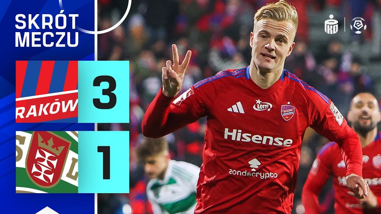 SKRÓT MECZU: Raków Częstochowa 3:1 Lechia Gdańsk