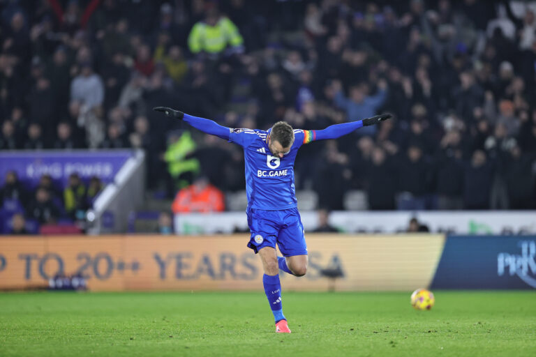 Jamie Vardy of Leicester City celebrates after scoring the teams first goal during the Premier League football match between Leicester City and West Ham United at the King Power Stadium in Leicester, England.  (James Holyoak / SPP) (Photo by James Holyoak / SPP/Sipa USA)
2024.12.03 
pilka nozna liga angielska
Leicester City - West Ham United 
Foto James Holyoak / SPP/SIPA USA/PressFocus

!!! POLAND ONLY !!!