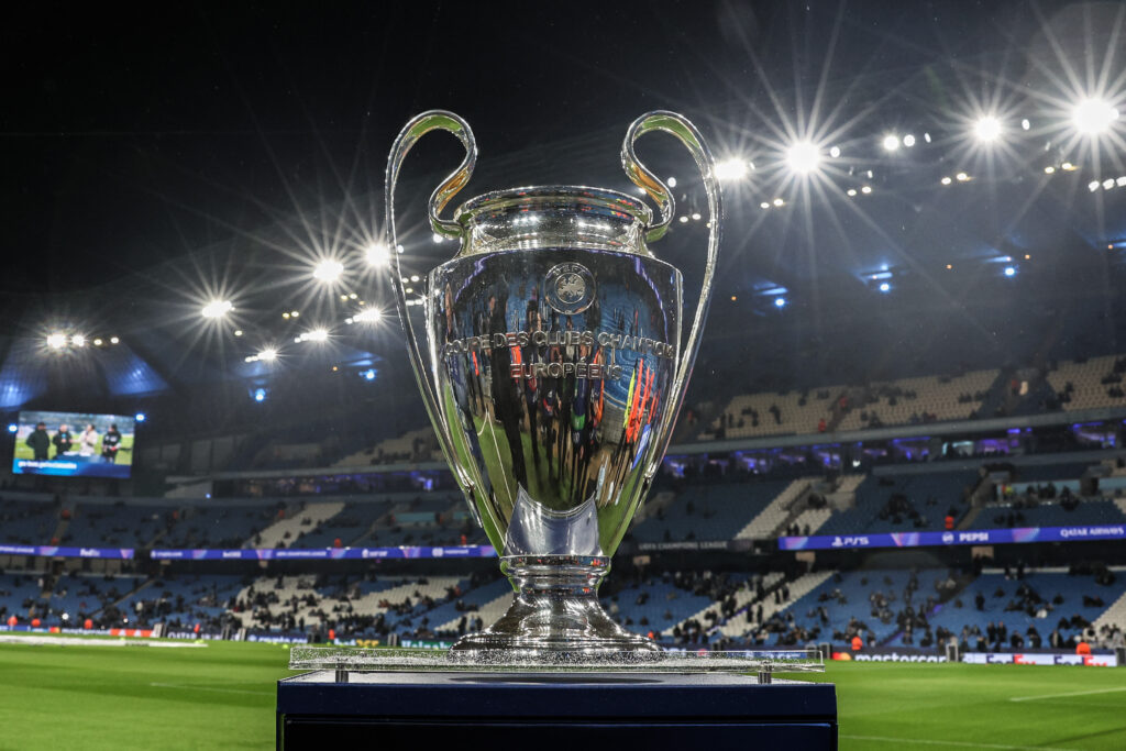 The Champions League Trophy during the UEFA Champions League Knockout Round Play-off Manchester City v Real Madrid at Etihad Stadium, Manchester, United Kingdom, 11th February 2025

(Photo by Mark Cosgrove/News Images) in Manchester, United Kingdom on 2/11/2025. (Photo by Mark Cosgrove/News Images/Sipa USA)
2025.02.11 Manchester
pilka nozna Liga Mistrzow
Manchester City - Real Madryt
Foto Mark Cosgrove/News Images/SIPA USA/PressFocus

!!! POLAND ONLY !!!