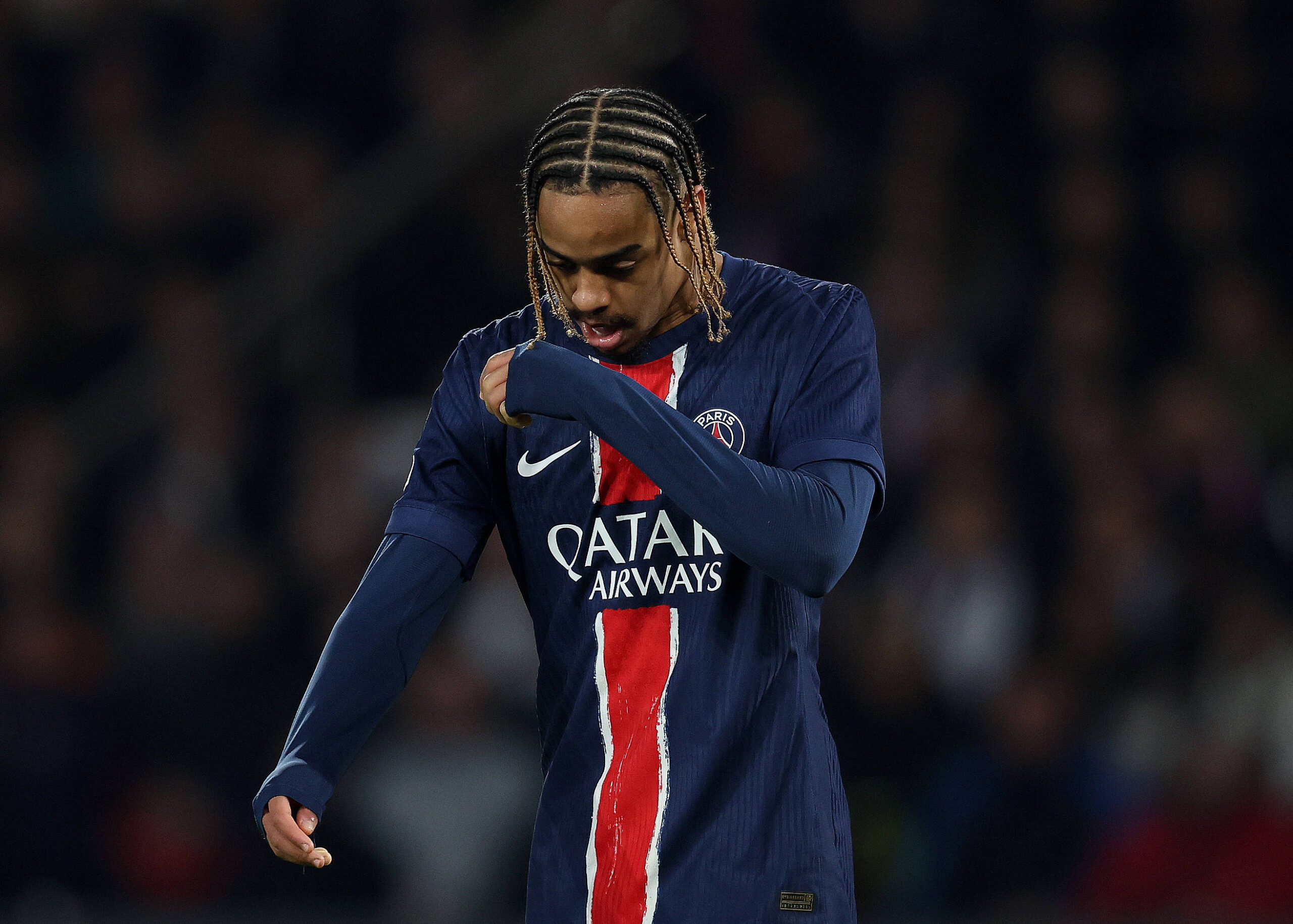 Paris, France, 5th March 2025. Bradley Barcola of Paris St Germain during the UEFA Champions League match Paris Saint Germain vs Liverpool at Le Parc des Princes, Paris. Picture credit should read: Paul Terry / Sportimage EDITORIAL USE ONLY. No use with unauthorised audio, video, data, fixture lists, club/league logos or live services. Online in-match use limited to 120 images, no video emulation. No use in betting, games or single club/league/player publications. SPI_133_PT_PSG_Liverpool SPI-3726-0135
2025.03.05 Paryz
pilka nozna , Liga Mistrzow
Paris Saint-Germain - FC Liverpool
Foto IMAGO/PressFocus
!!! POLAND ONLY !!!