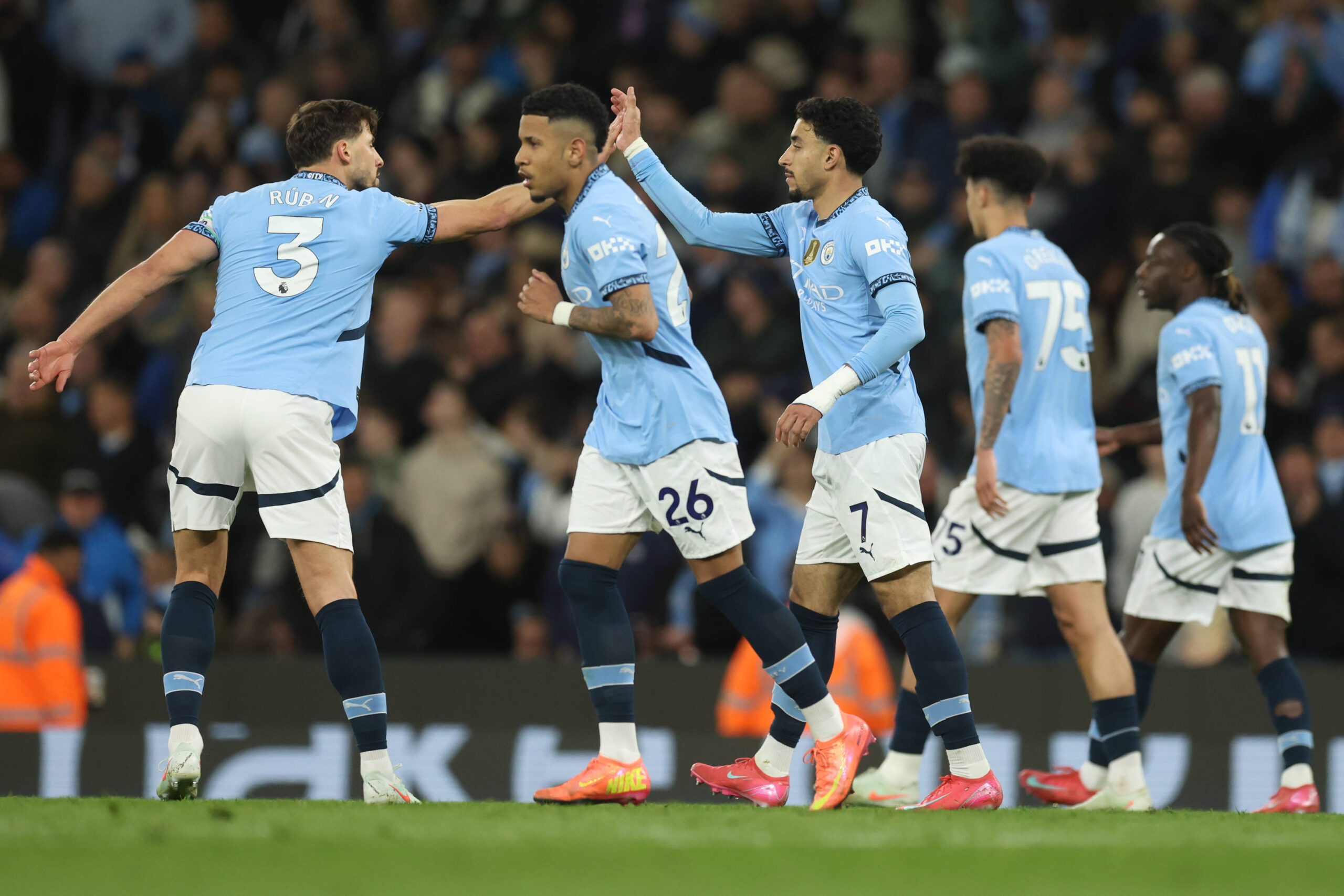 Football - 2024 / 2025 Premier League - Manchester City vs Leicester City - Etihad Stadium - Wednesday 2nd April 2025 Omar Marmoush of Manchester City celebrates scoring the 2nd goal PUBLICATIONxNOTxINxUK
2025.04.02 Manchester
pilka nozna , liga angielska
Manchester City - Leicester City
Foto IMAGO/PressFocus
!!! POLAND ONLY !!!