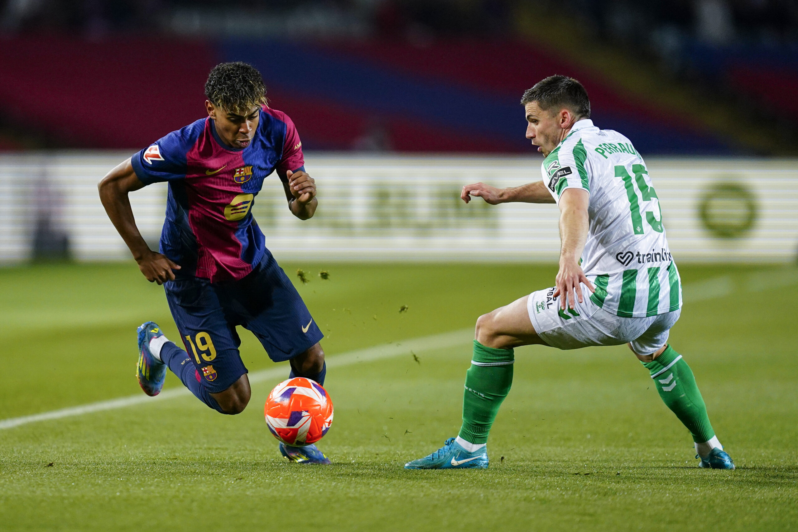 Lamine Yamal of FC Barcelona during the La Liga EA Sports match between FC Barcelona and Real Betis played at Lluis Companys Stadium on 05 April 2025 in Barcelona, Spain. (Photo by Sergio Ruiz / Imago)  (Photo by pressinphoto/Sipa USA)
2025.04.05 Barcelona
pilka nozna liga hiszpanska
FC Barcelona - Real Betis Sewilla
Foto pressinphoto/SIPA USA/PressFocus

!!! POLAND ONLY !!!