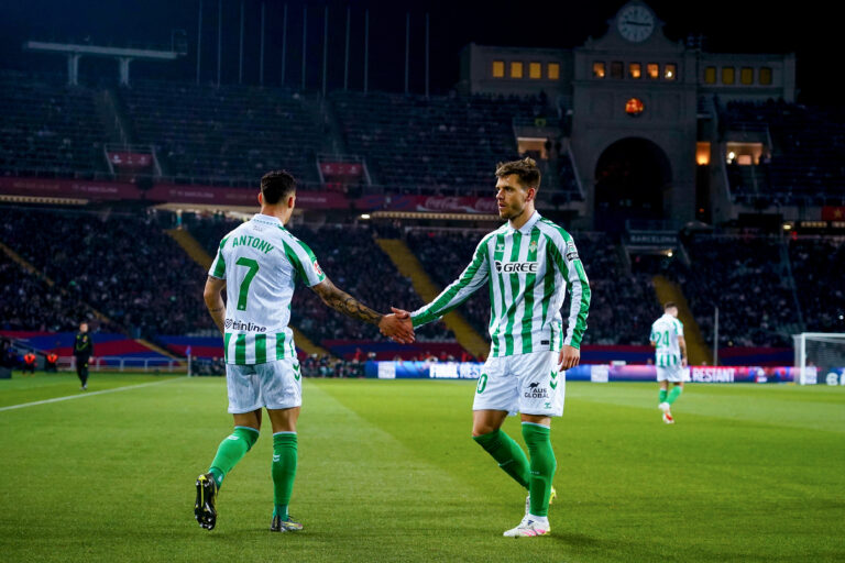 Antony Dos Santos and Giovanni Lo Celso of Real Betis  during the La Liga EA Sports match between FC Barcelona and Real Betis played at Lluis Companys Stadium on 5 April 2025 in Barcelona, Spain. (Photo by Bagu Blanco / Pressinphoto)


2025.04.06 Barcelona
pilka nozna liga hiszpanska
FC Barcelona-Real Betis Sewilla
Foto pressinphoto/SIPA USA/PressFocus

!!! POLAND ONLY !!!