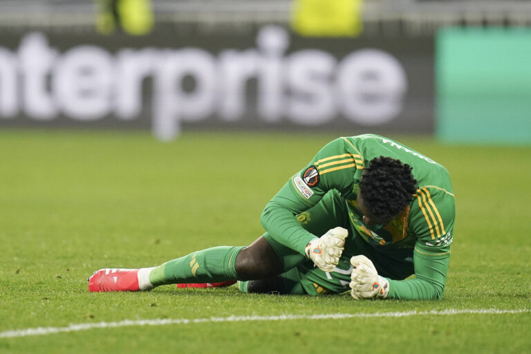 Olympique Lyonnais v Manchester United, ManU FC Manchester United goalkeeper Andre Onana 24 reacts during the Olympique Lyonnais v Manchester United FC UEFA Europa League Quarter-Final 1st leg match at the OL Stadium, Lyon, France on 10 April 2025 Credit: Eleanor Hoad/Every Second Media Editorial use only. All images are copyright Every Second Media Limited. No images may be reproduced without prior permission. Copyright: xIMAGO/EveryxSecondxMediax ESM-1409-0064 EleanorxHoadx/xEveryxSecondxMediax
2025.04.10 Lyon
pilka nozna , liga Europy
Olympique Lyon - Manchester United
Foto IMAGO/PressFocus

!!! POLAND ONLY !!!